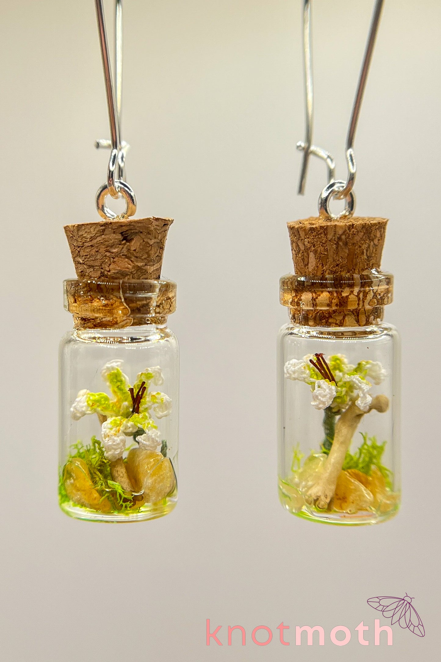 lily & femur bone mini jar earrings
