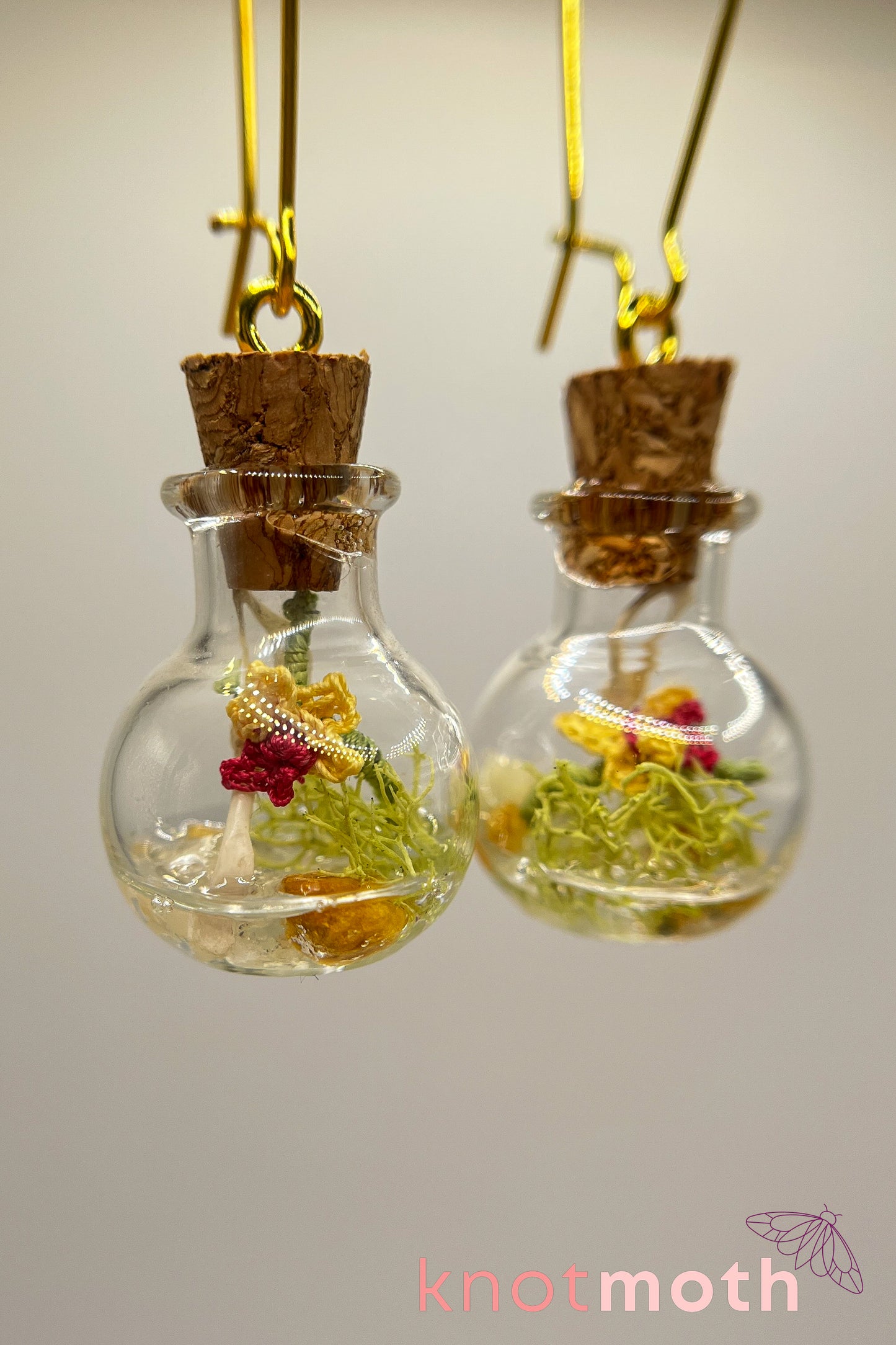 orchid & vertebra mini jar earrings