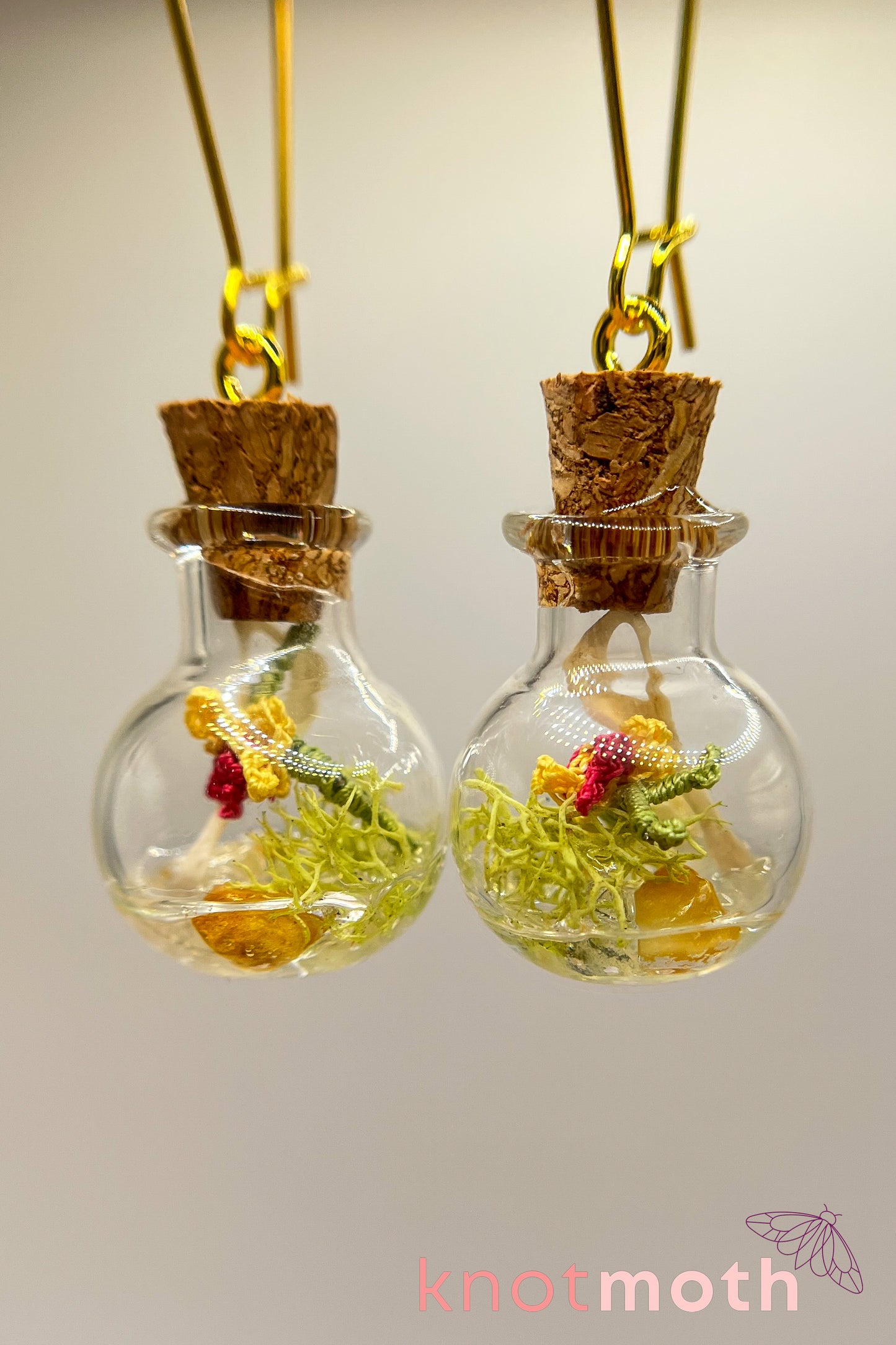 orchid & vertebra mini jar earrings
