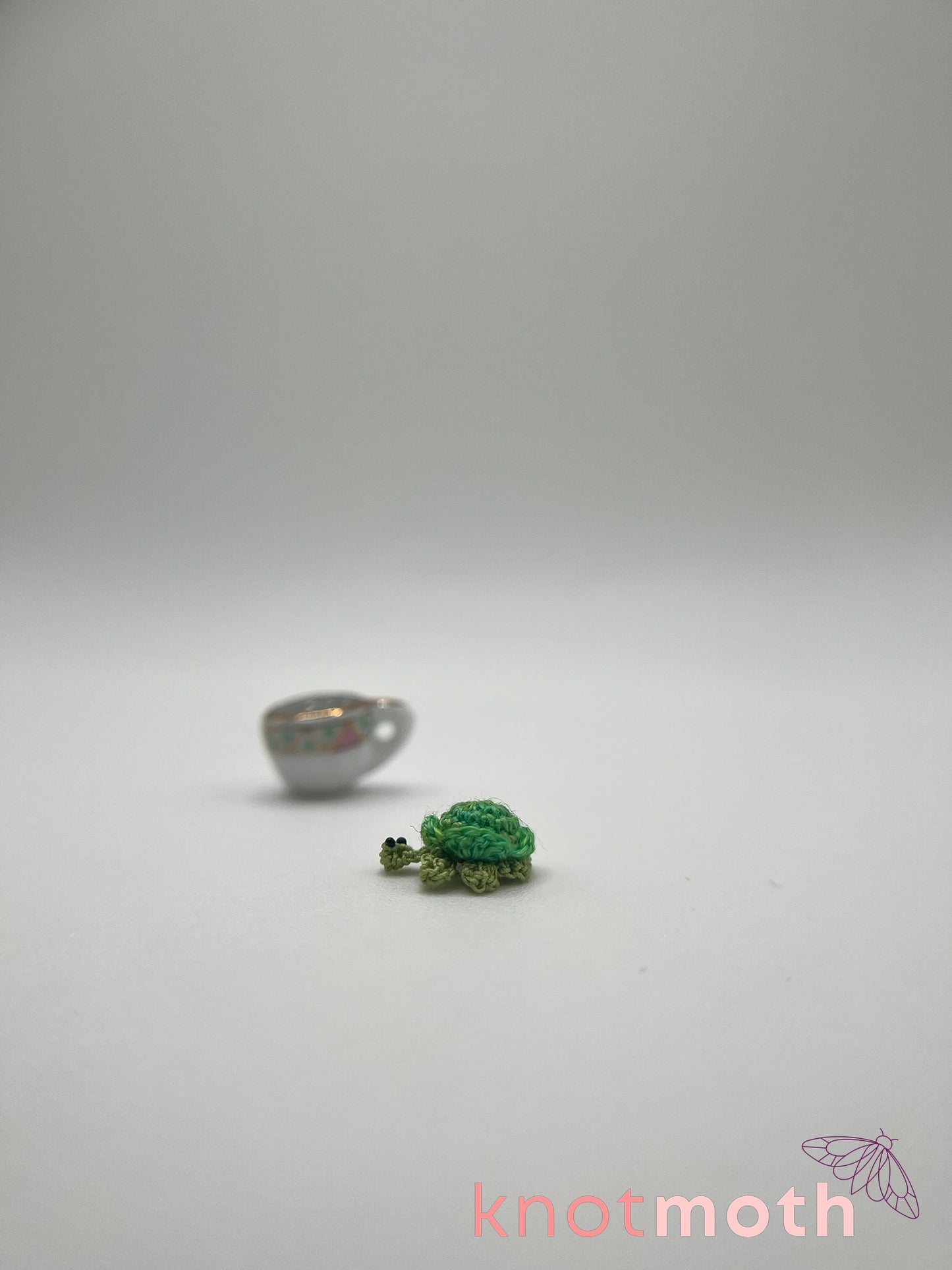 truett turtle micro crochet teacup trinket