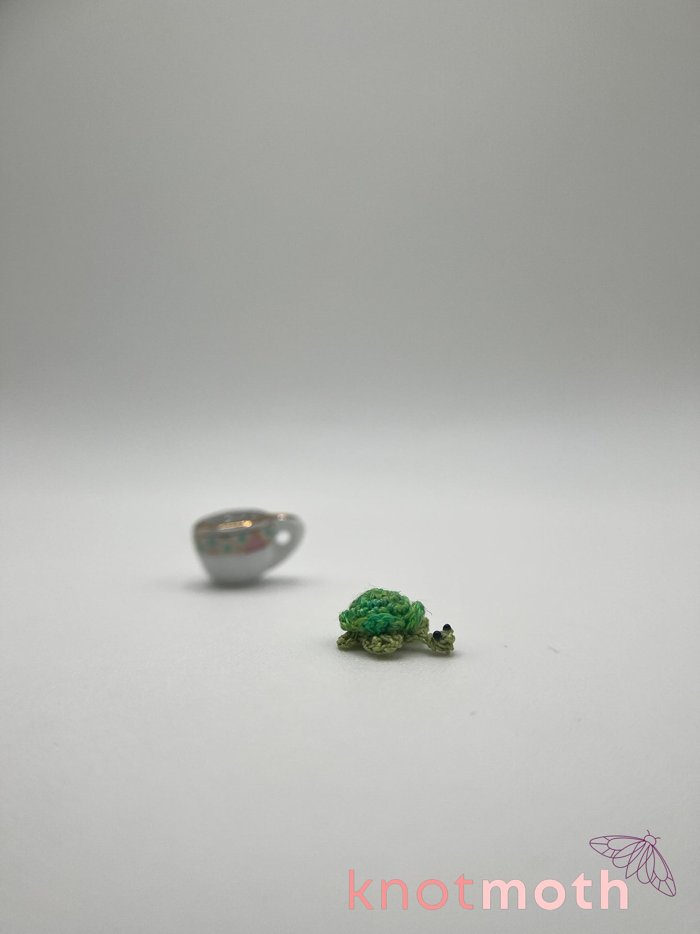truett turtle micro crochet teacup trinket