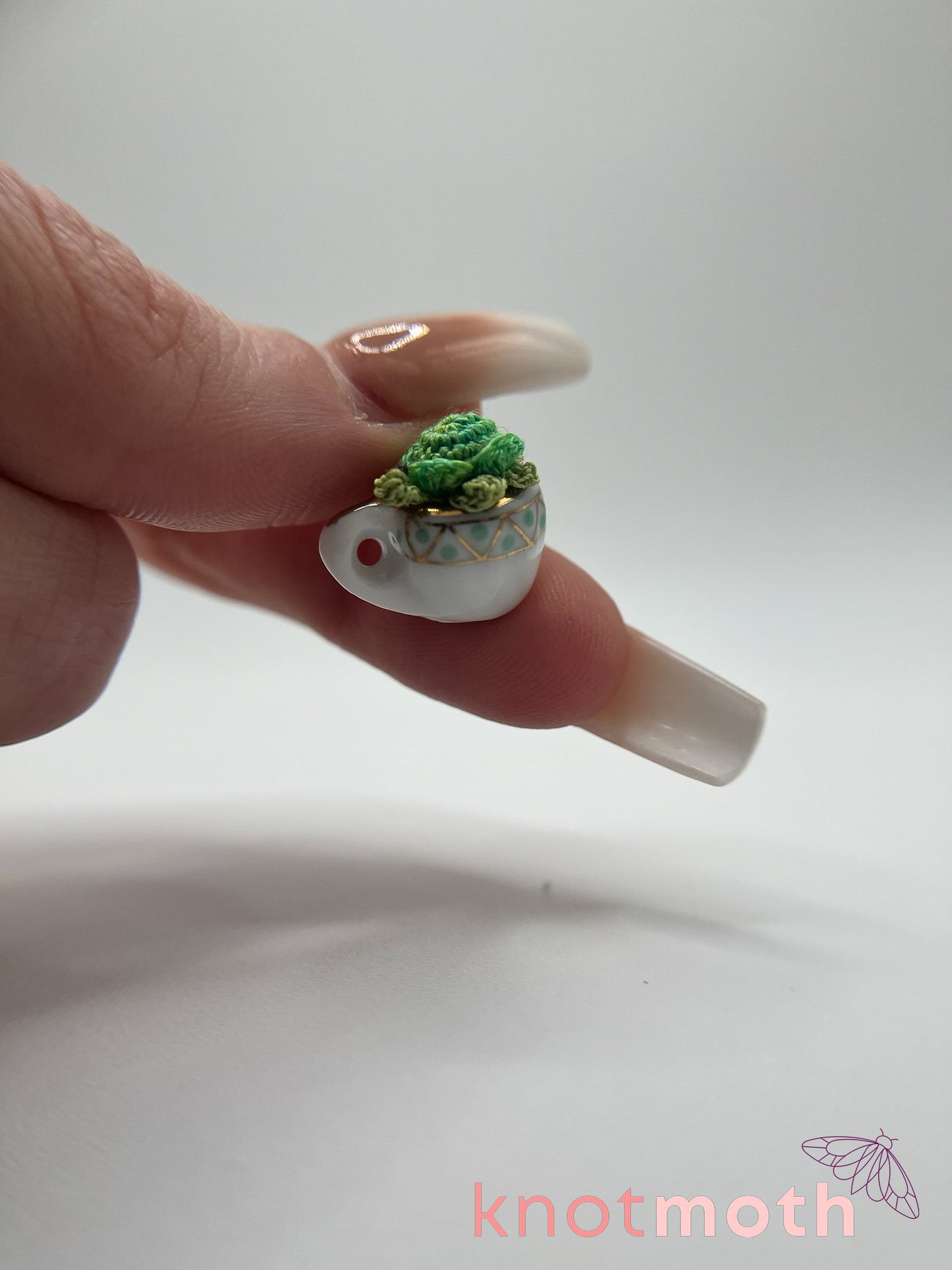 truett turtle micro crochet teacup trinket