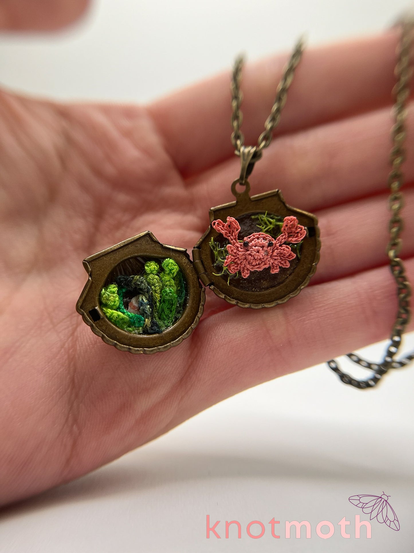 gabi crab micro crochet locket