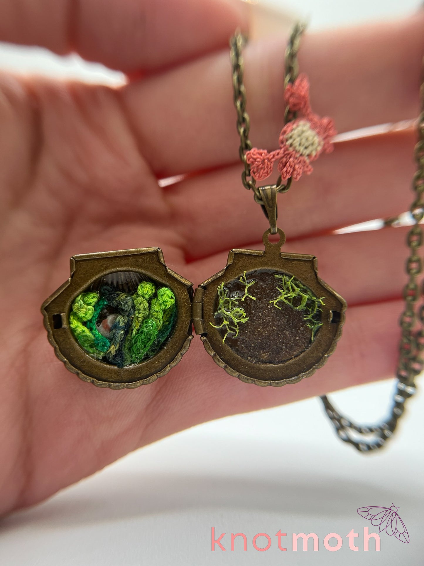 gabi crab micro crochet locket