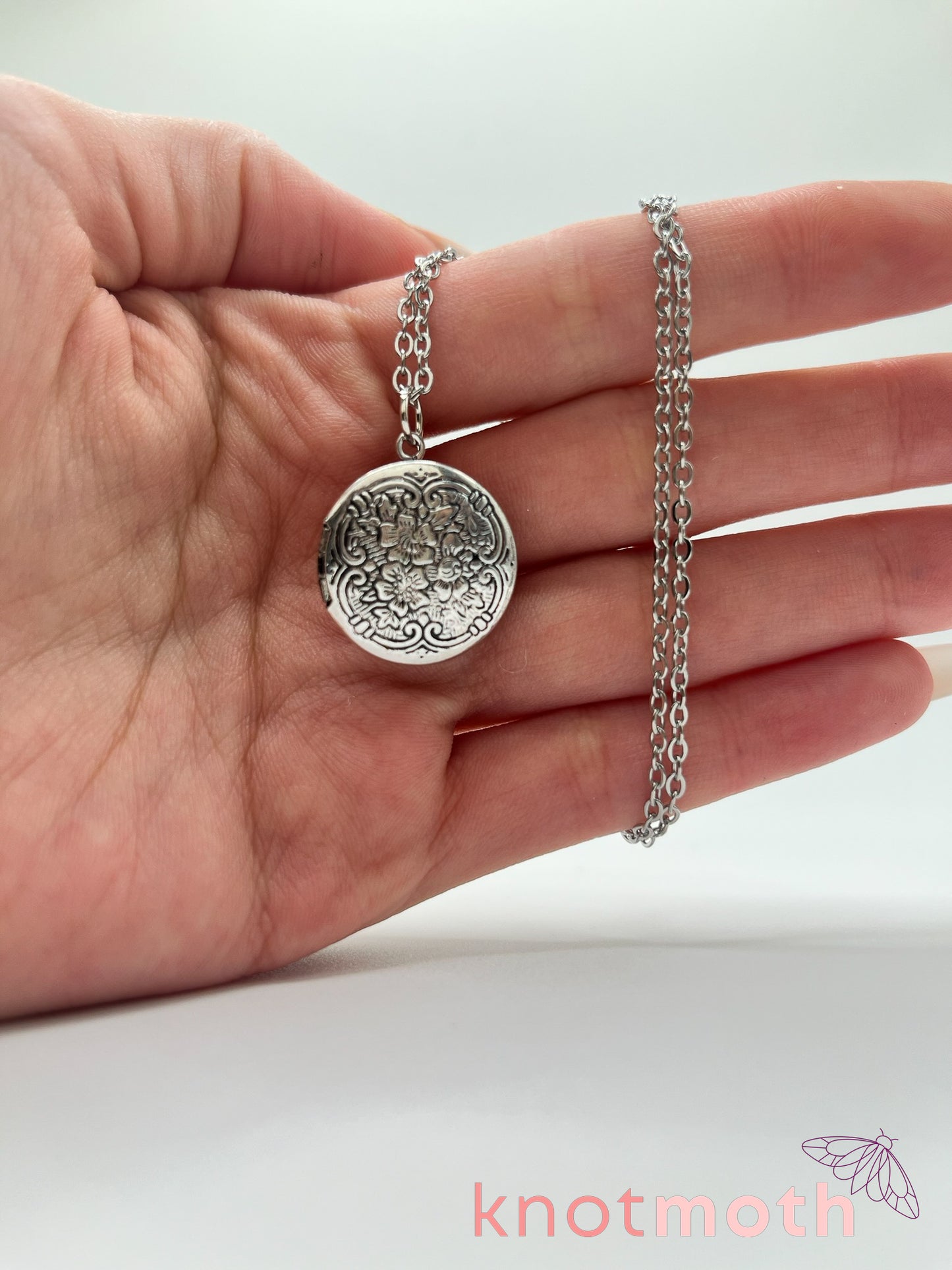 cosmos floriography micro-crochet locket