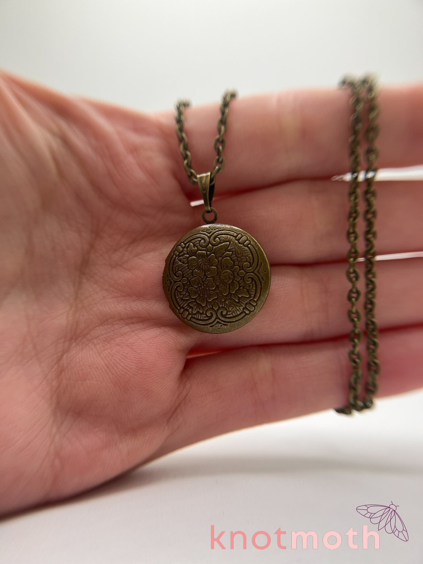 evening primrose floriography micro-crochet locket
