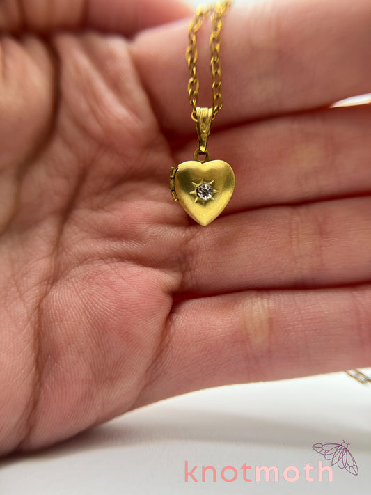 violets floriography micro-crochet heart locket