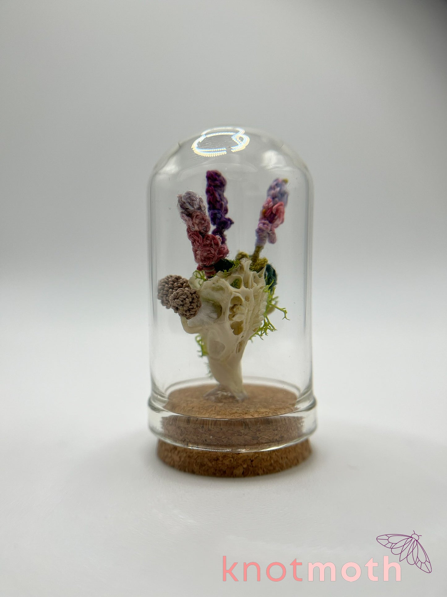 mushrooms & lavender skull micro crochet cloche jar