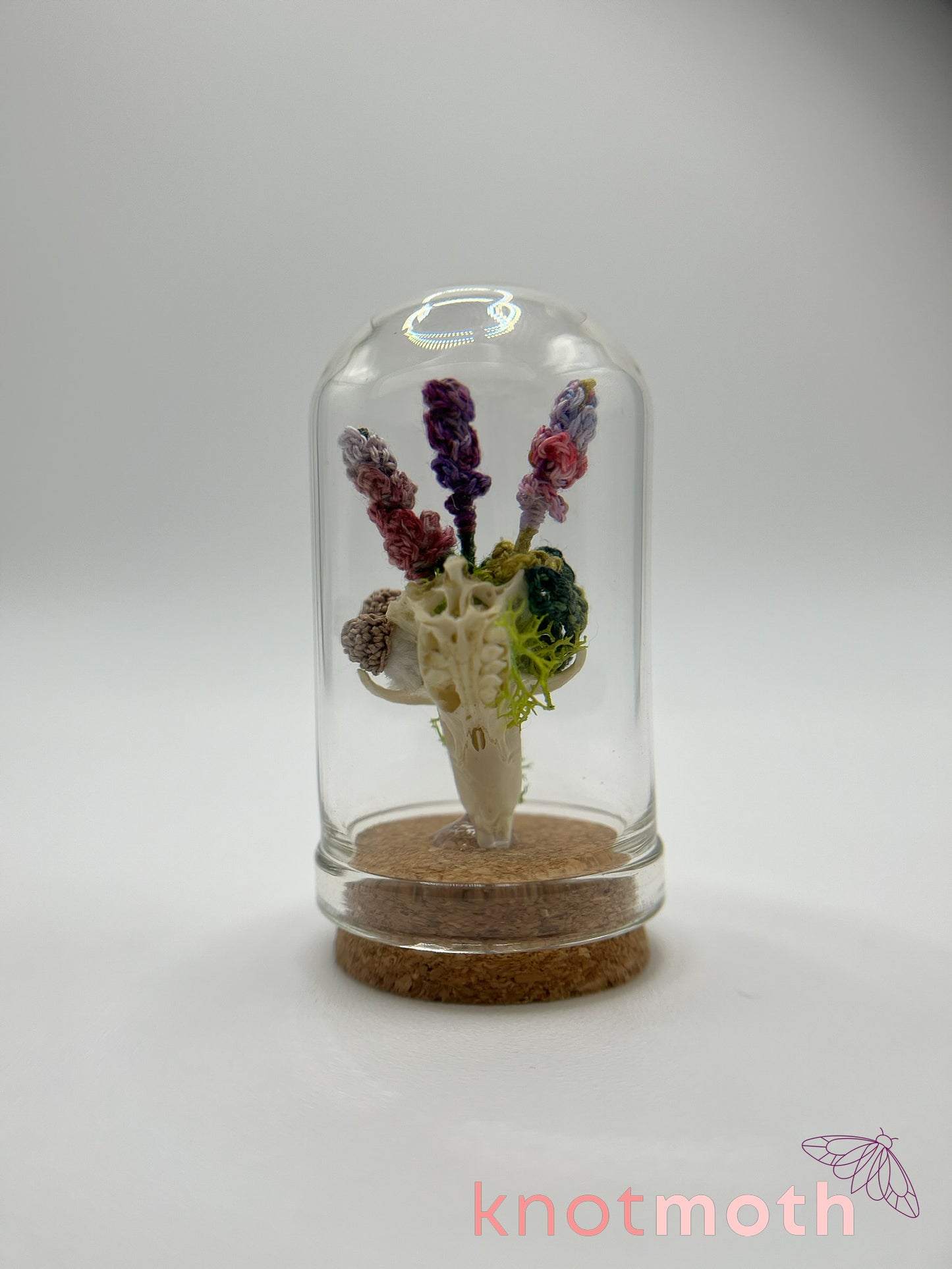 mushrooms & lavender skull micro crochet cloche jar