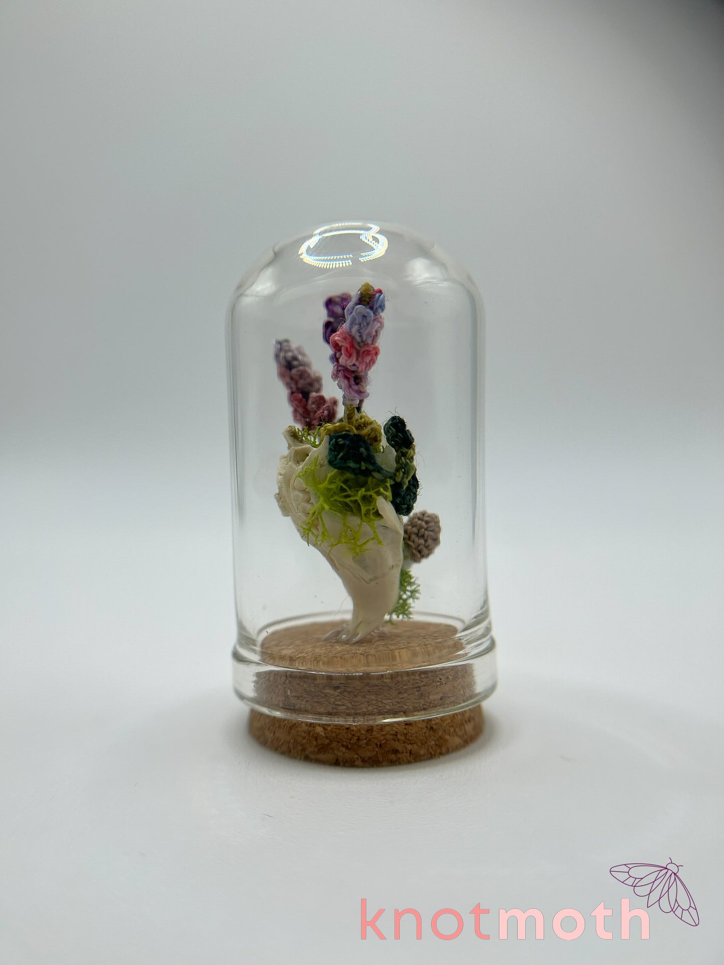 mushrooms & lavender skull micro crochet cloche jar
