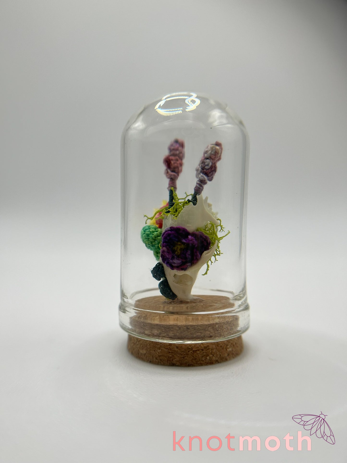 cacti & flowers skull micro crochet cloche jar