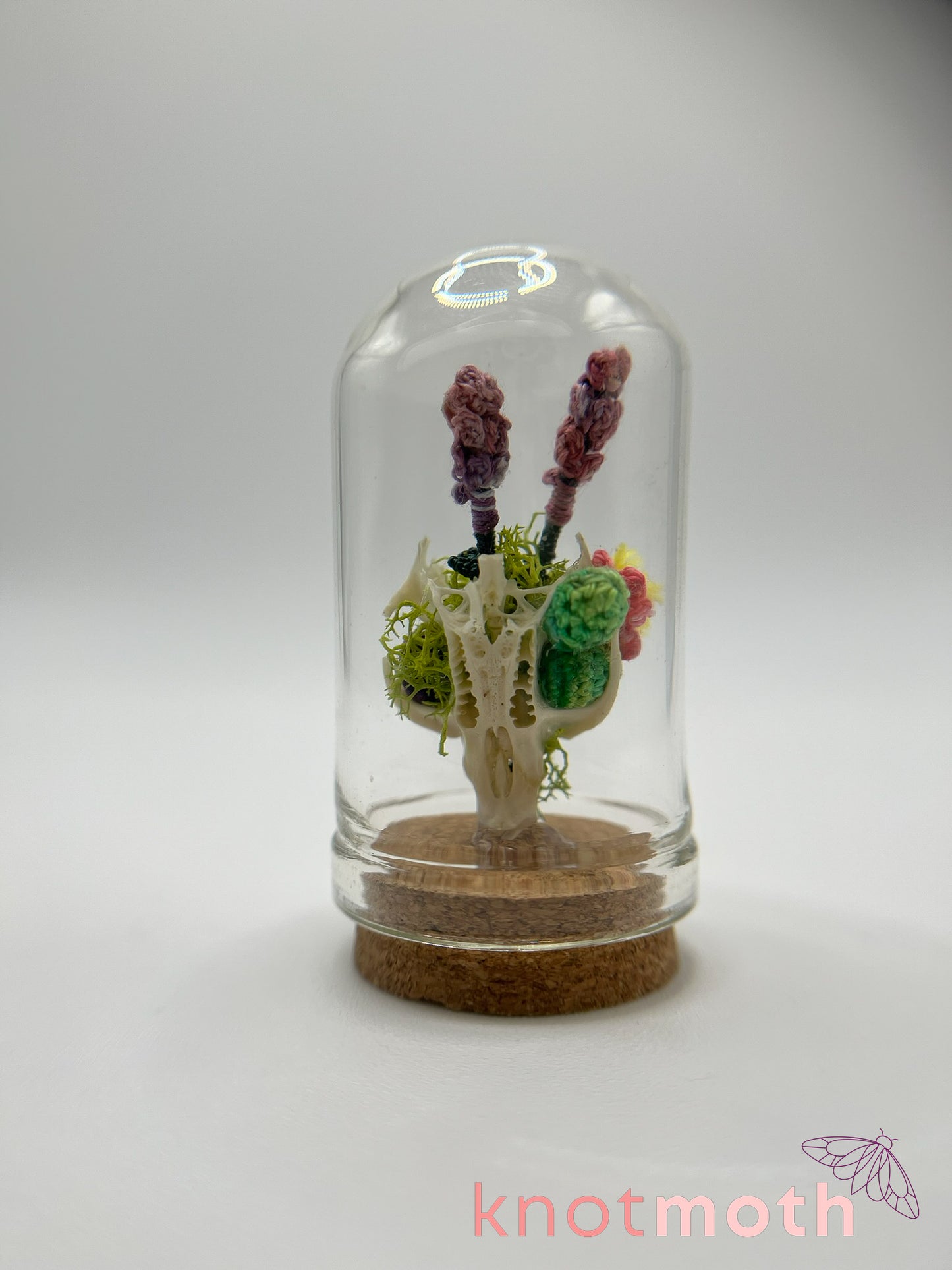 cacti & flowers skull micro crochet cloche jar