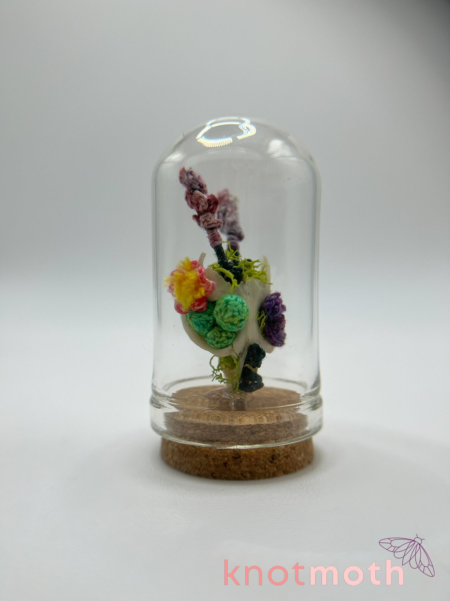 cacti & flowers skull micro crochet cloche jar