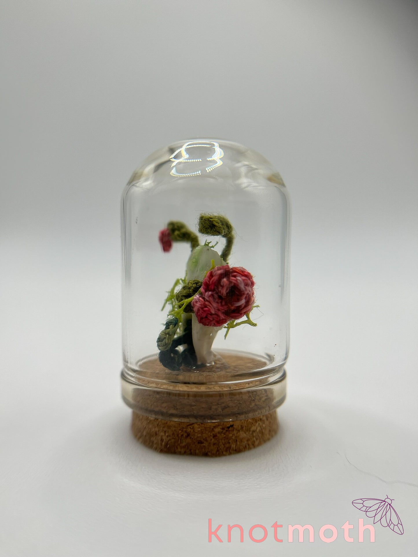 skull & roses micro crochet cloche jar