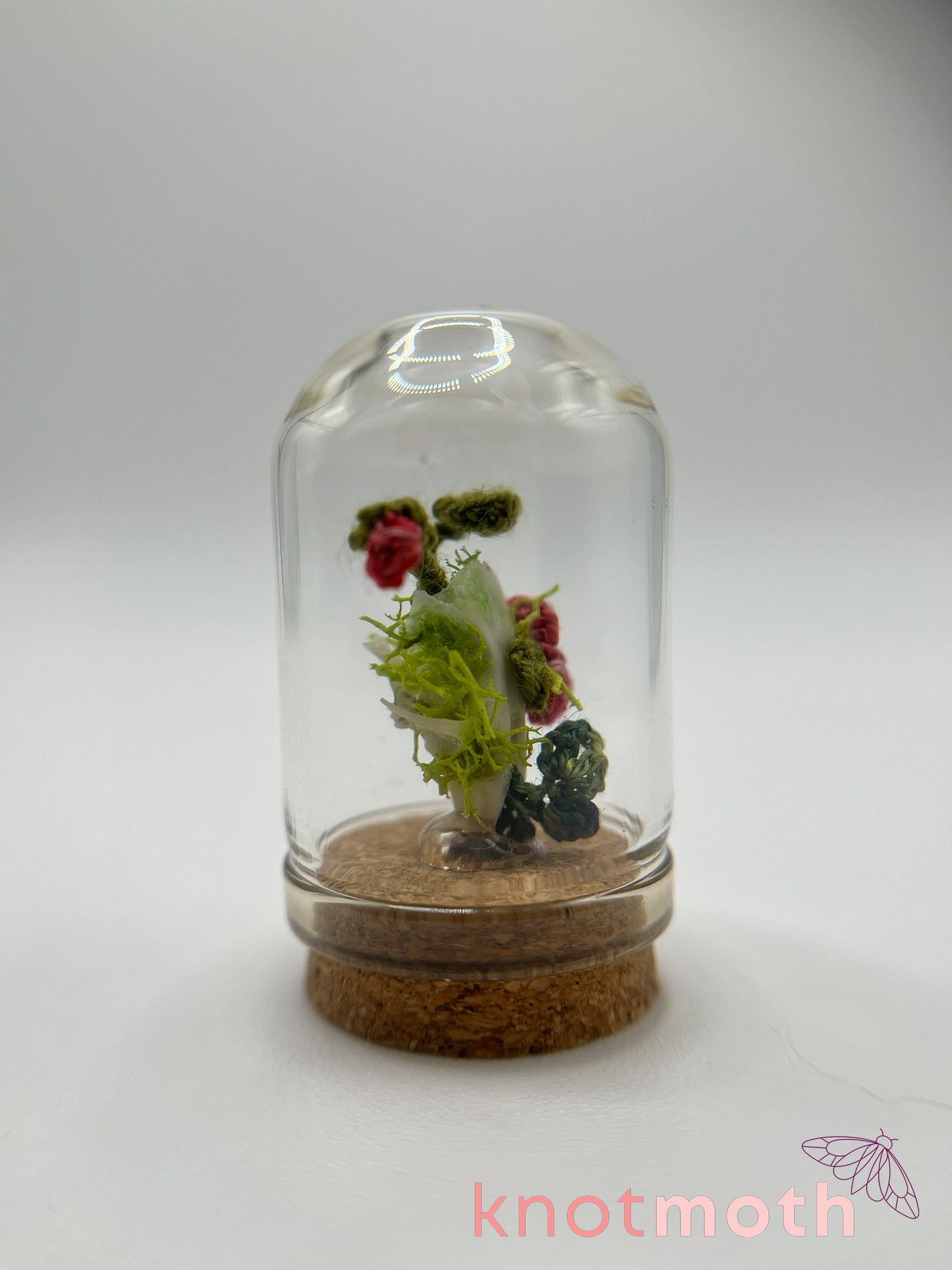 skull & roses micro crochet cloche jar