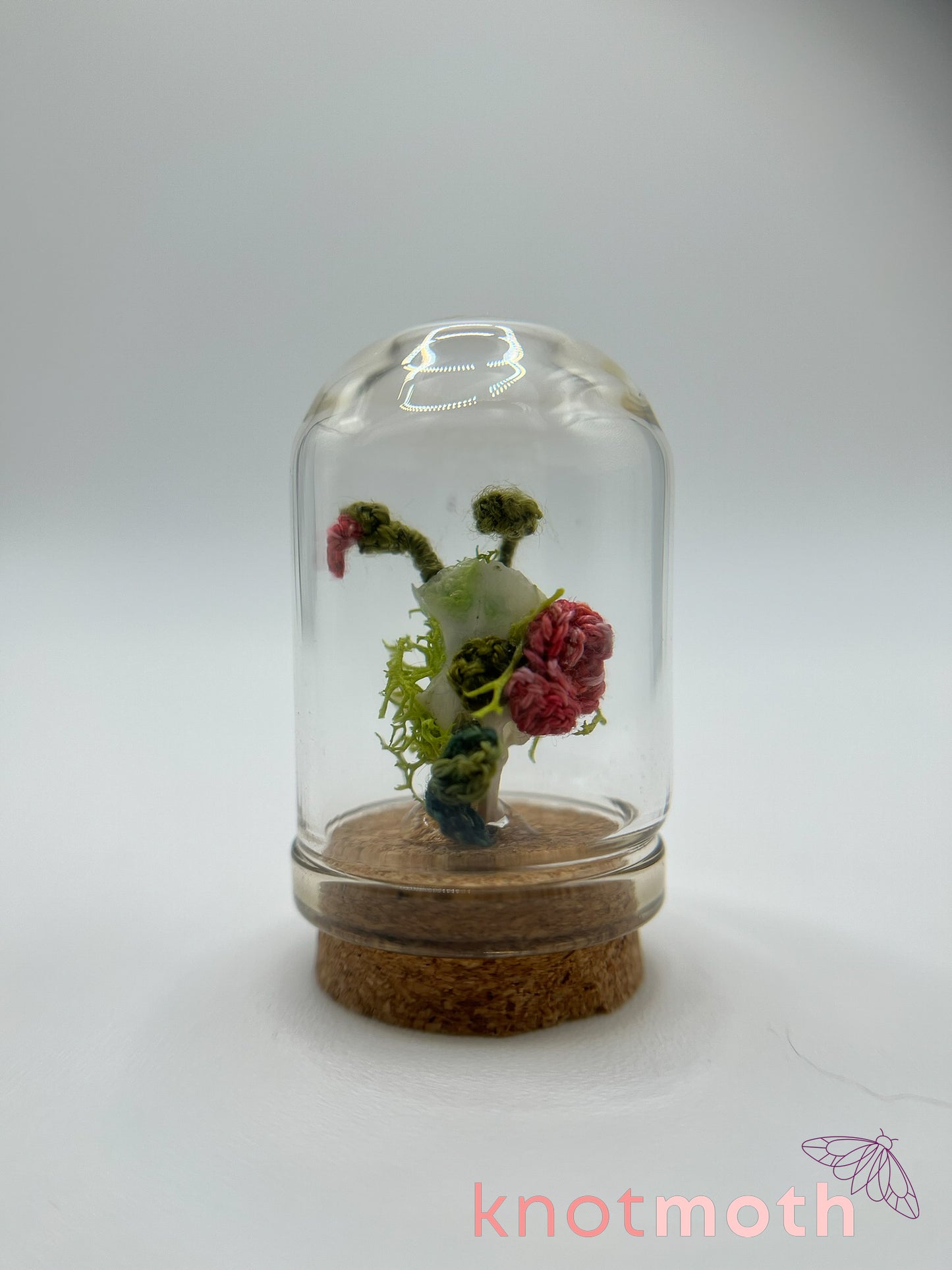 skull & roses micro crochet cloche jar