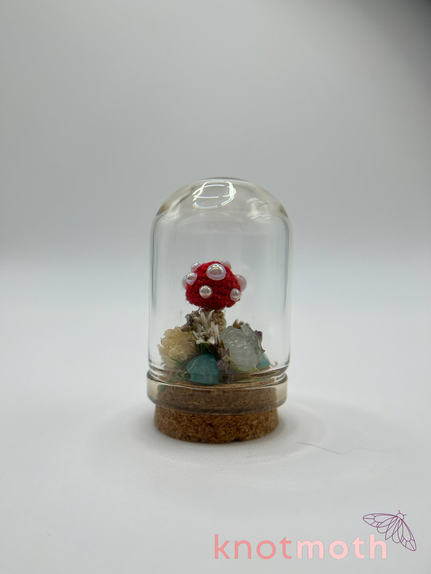 mushroom micro crochet cloche jar