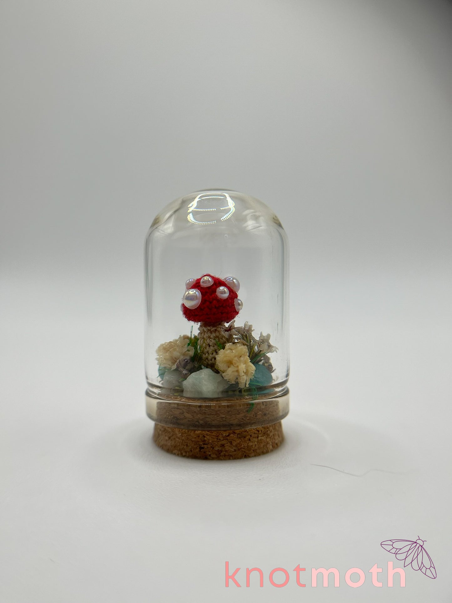 mushroom micro crochet cloche jar