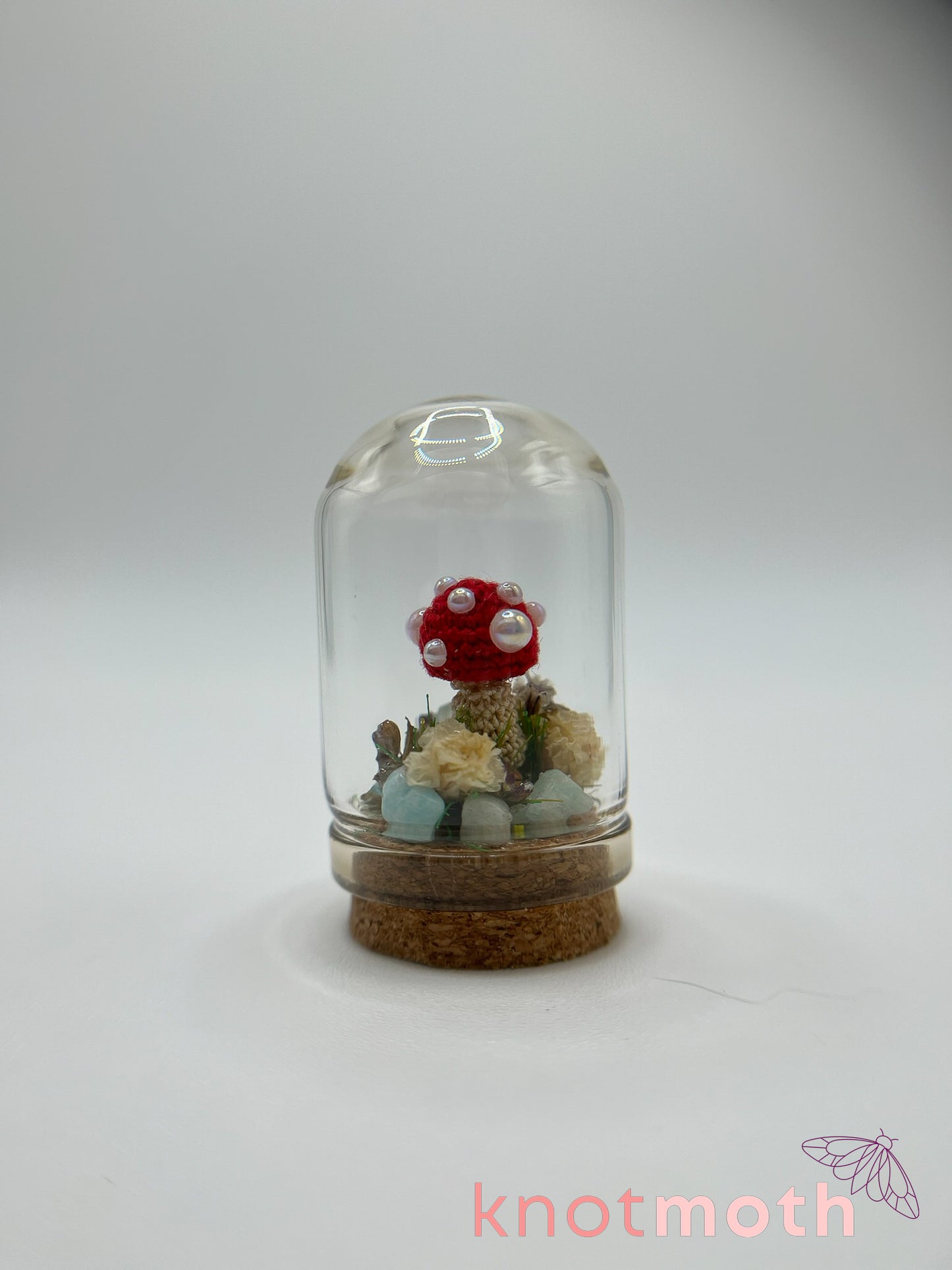 mushroom micro crochet cloche jar