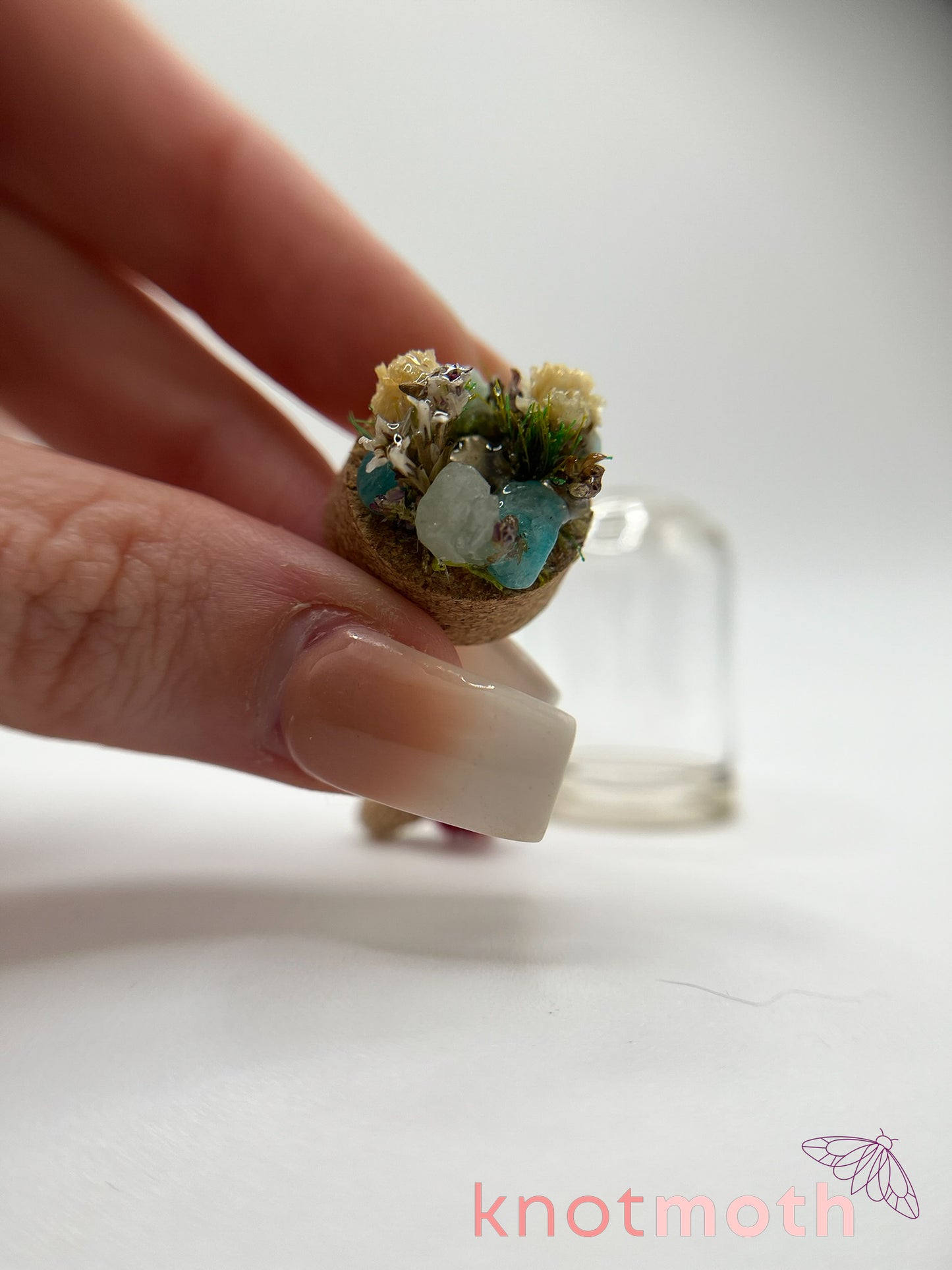 mushroom micro crochet cloche jar