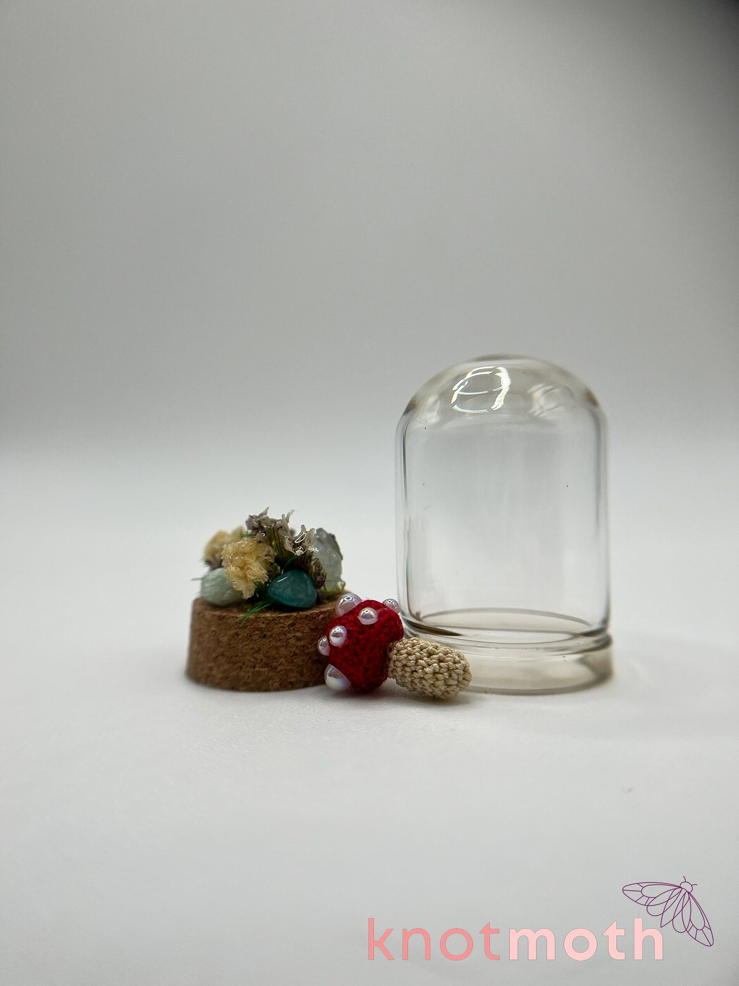 mushroom micro crochet cloche jar