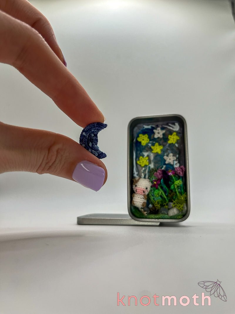 clover cow · moon & flowers nighttime mini tin