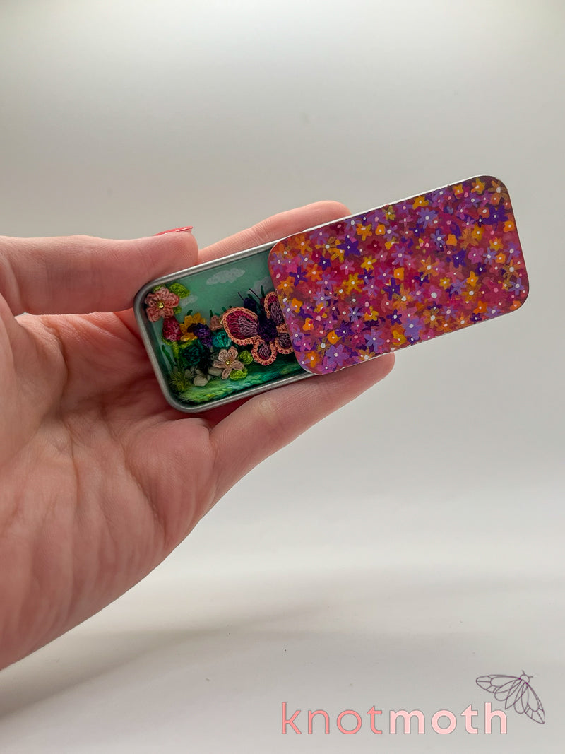 butterfly flower meadow mini tin