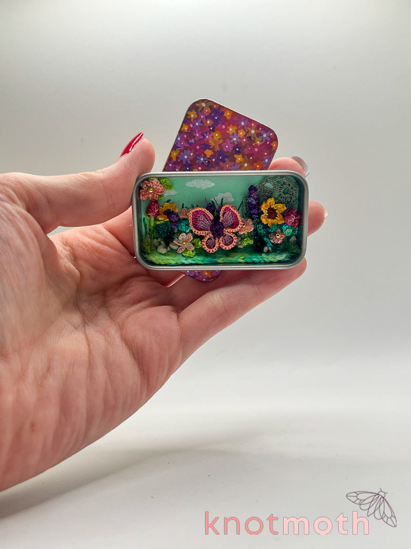 butterfly flower meadow mini tin