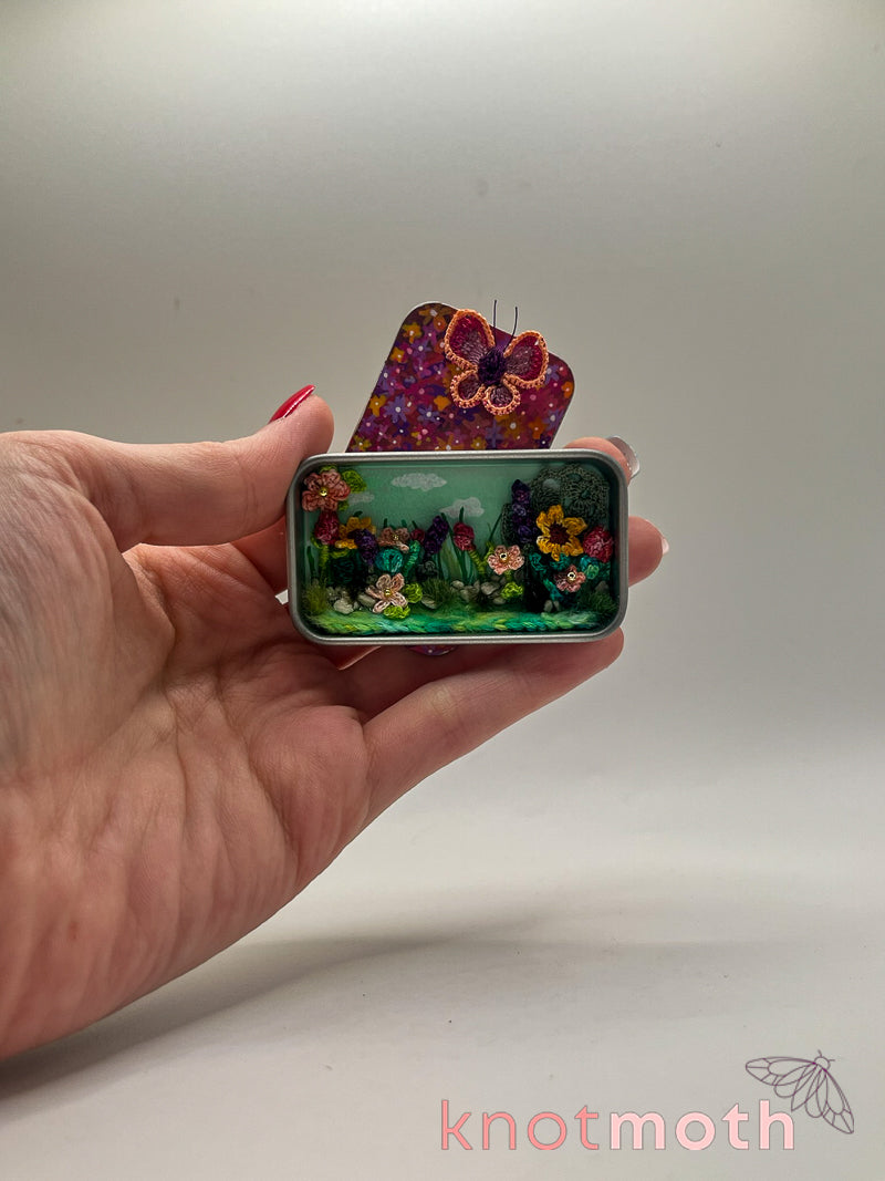 butterfly flower meadow mini tin