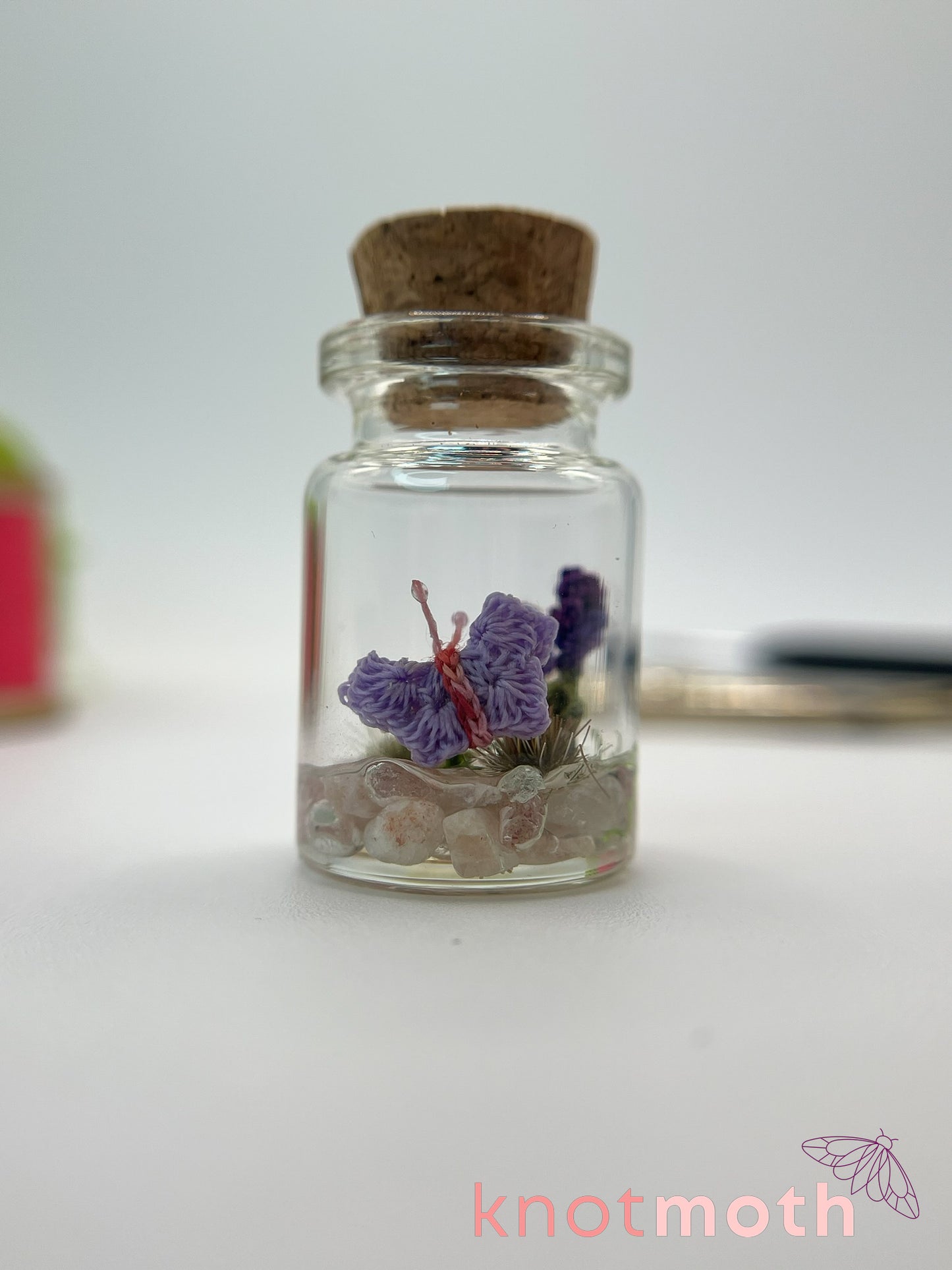 briar butterfly micro crochet jar with lavender