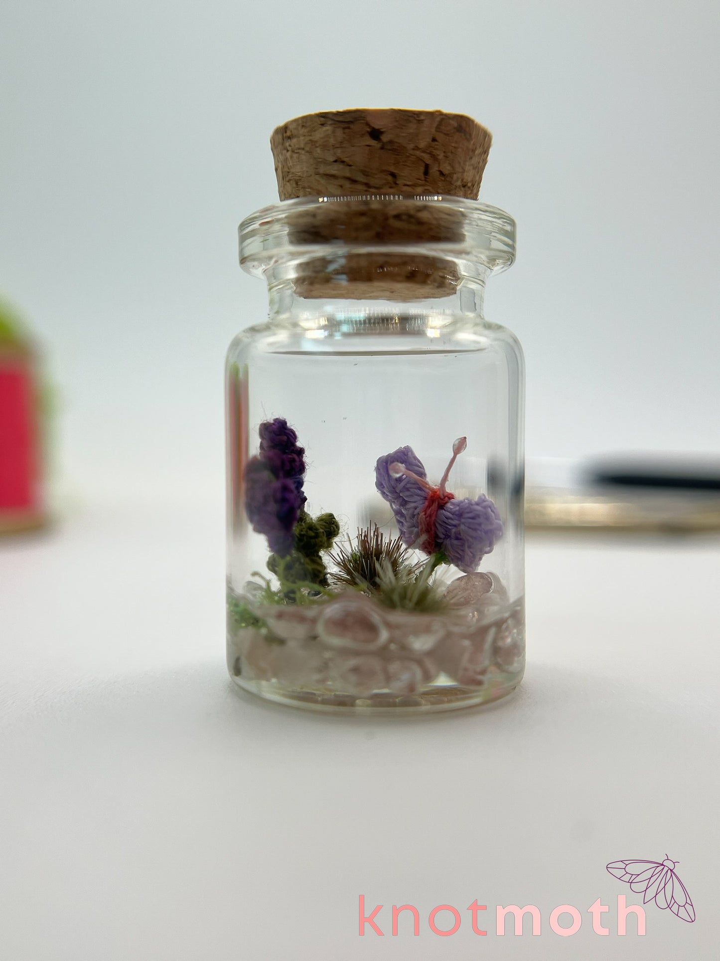 briar butterfly micro crochet jar with lavender