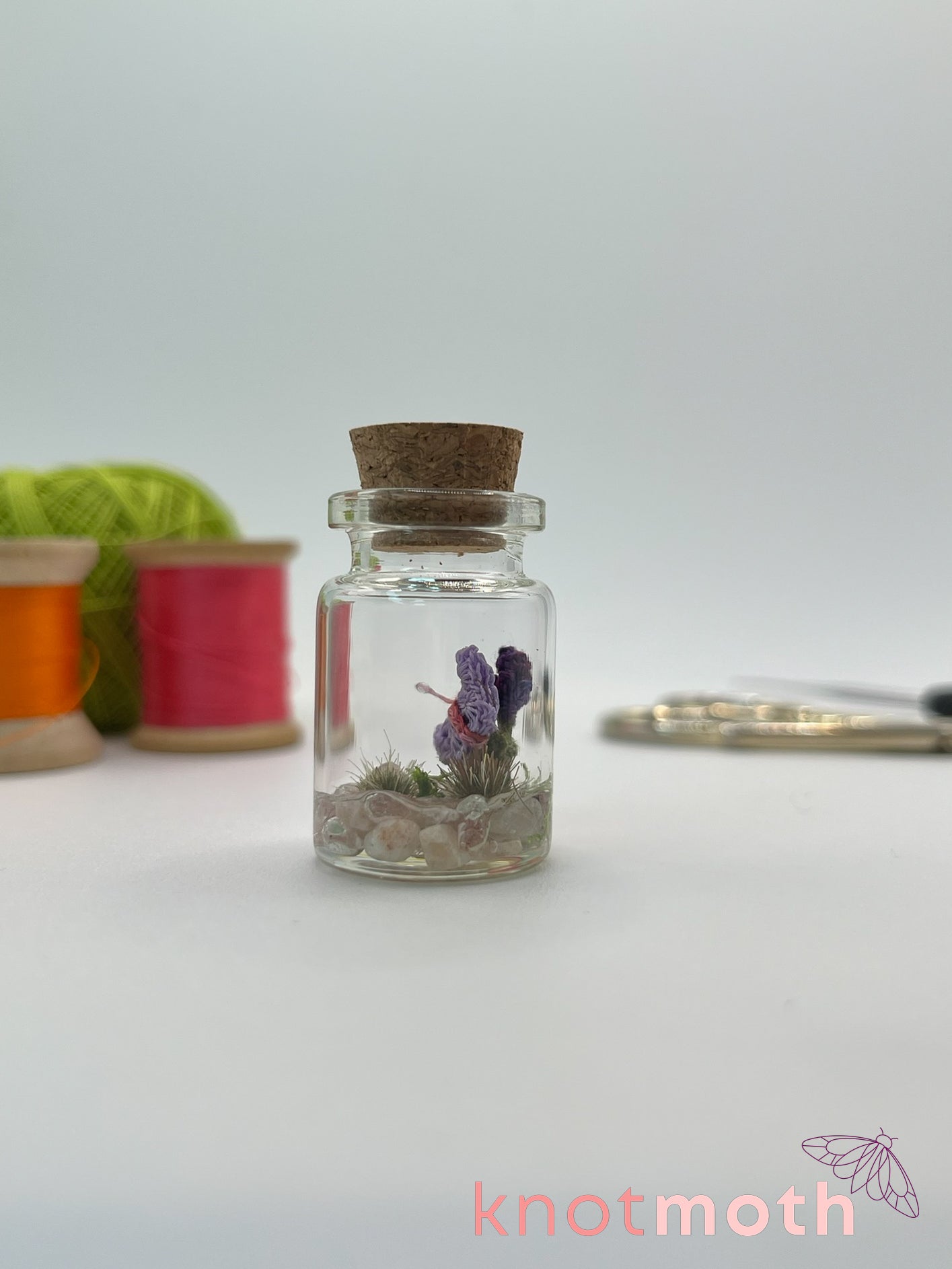 briar butterfly micro crochet jar with lavender