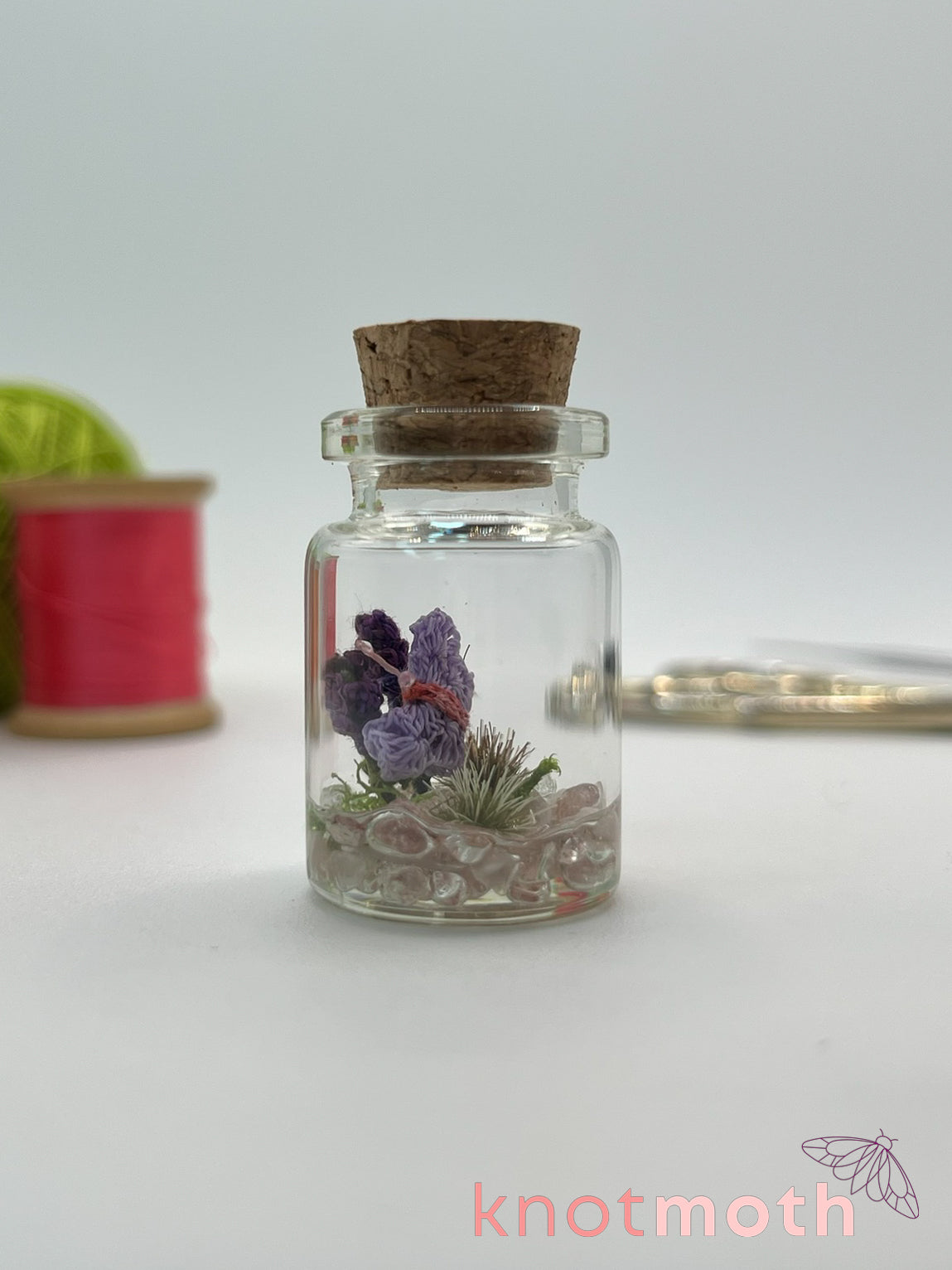 briar butterfly micro crochet jar with lavender