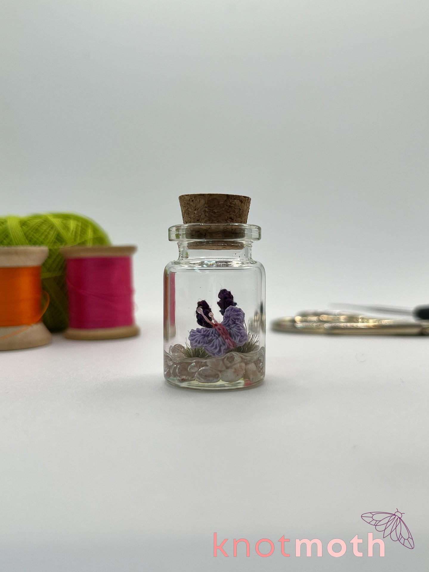 briar butterfly micro crochet jar with lavender