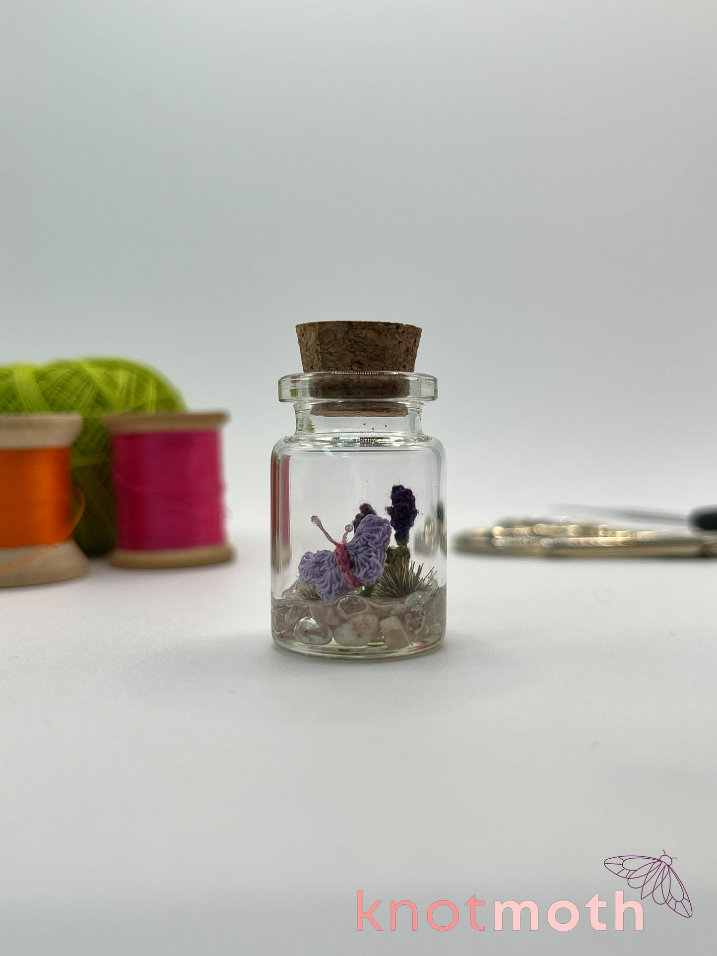 briar butterfly micro crochet jar with lavender