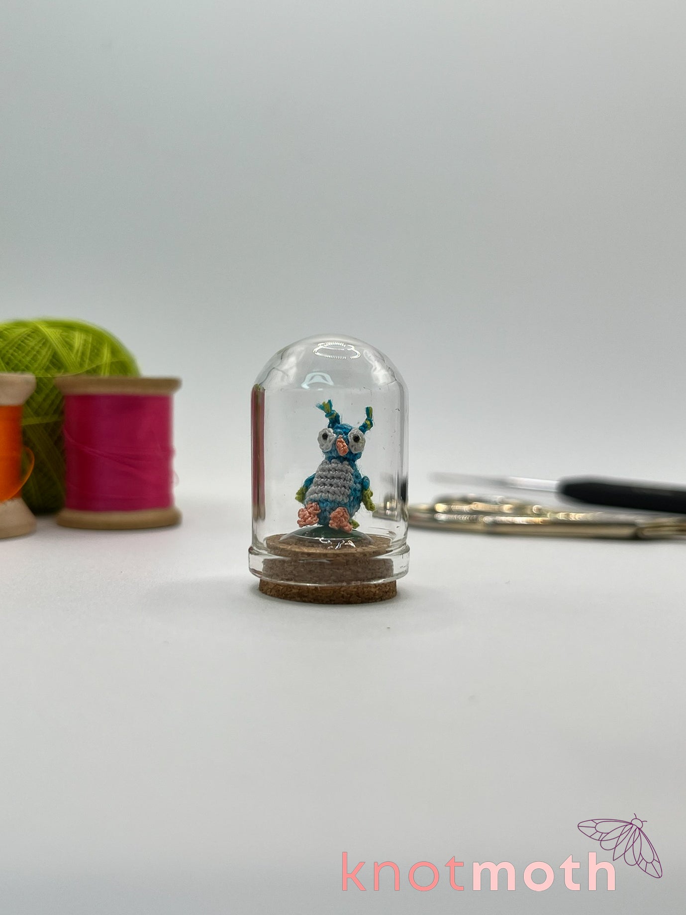 orion owl micro crochet dome jar