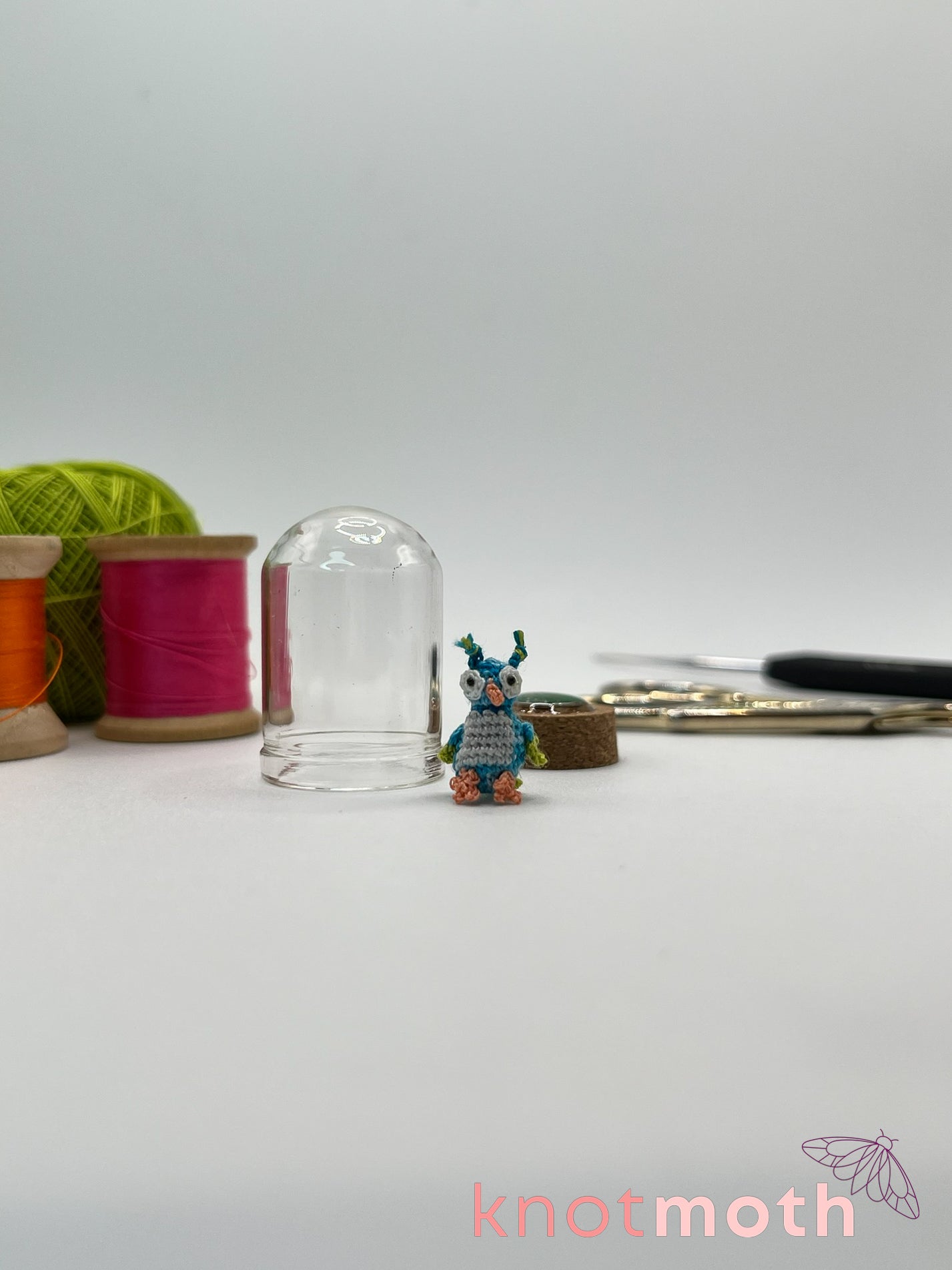 orion owl micro crochet dome jar