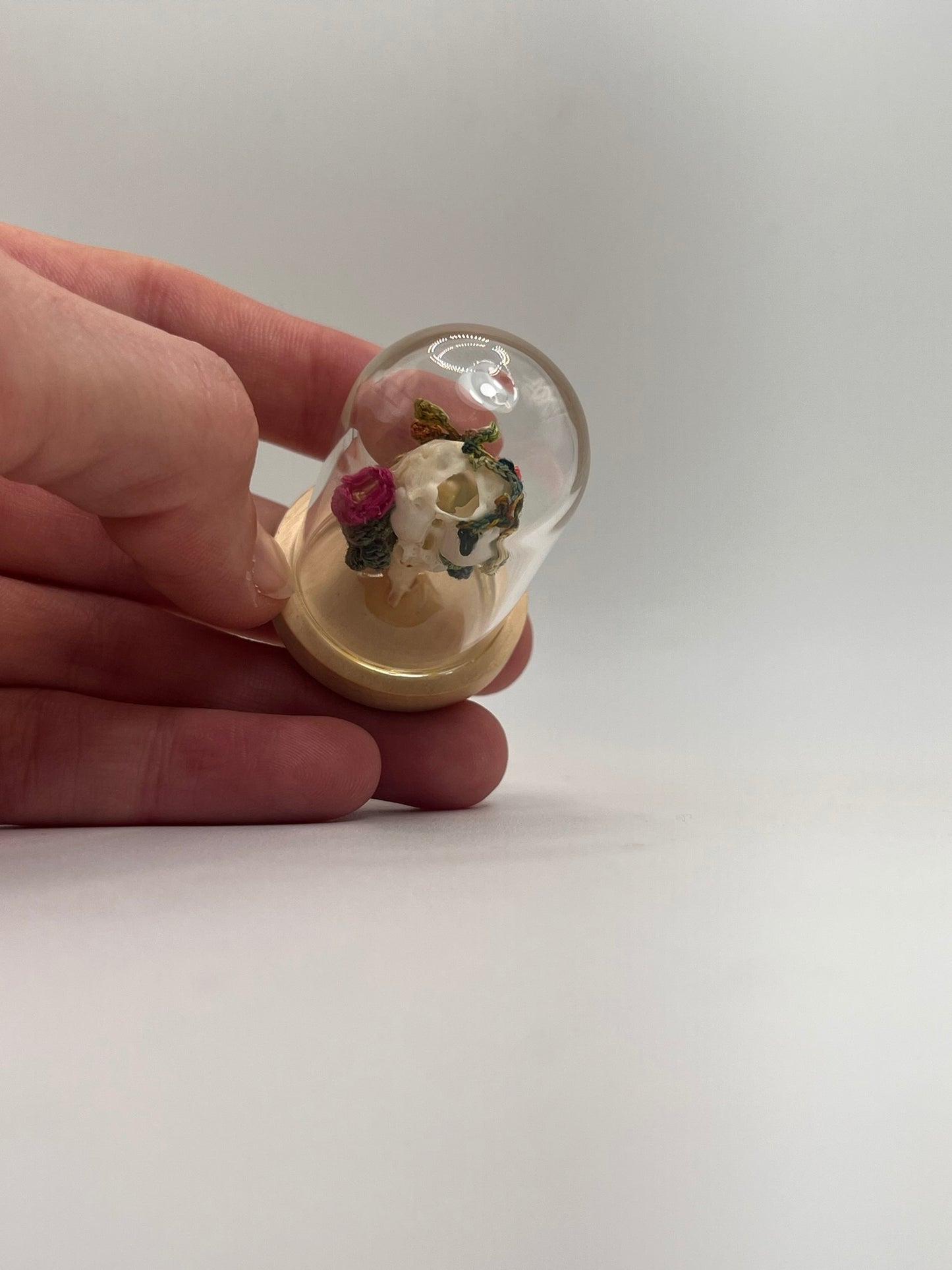 cacti & vines skull - micro-crochet dome jar