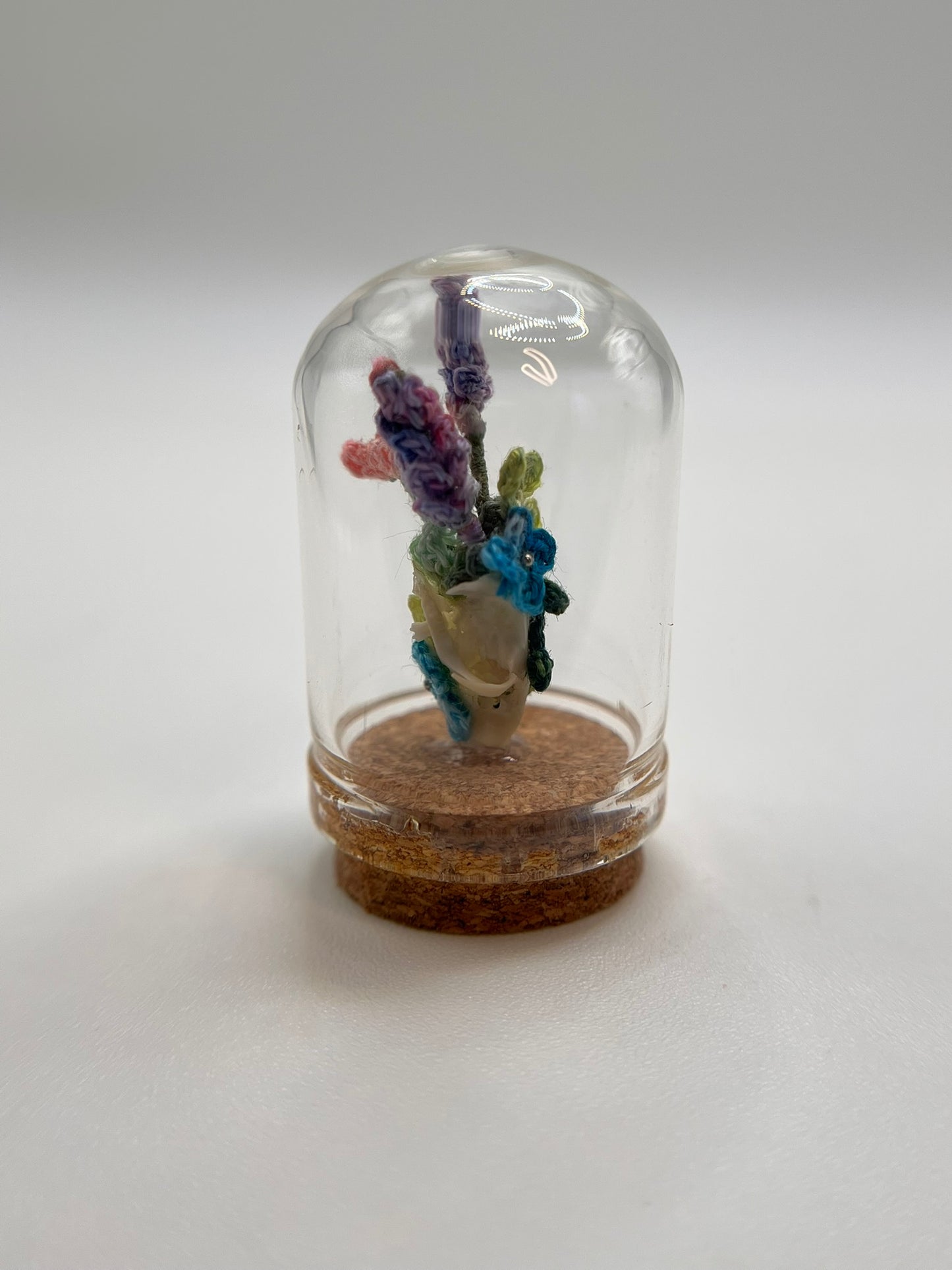 flowers & vines skull - micro-crochet dome mini jar