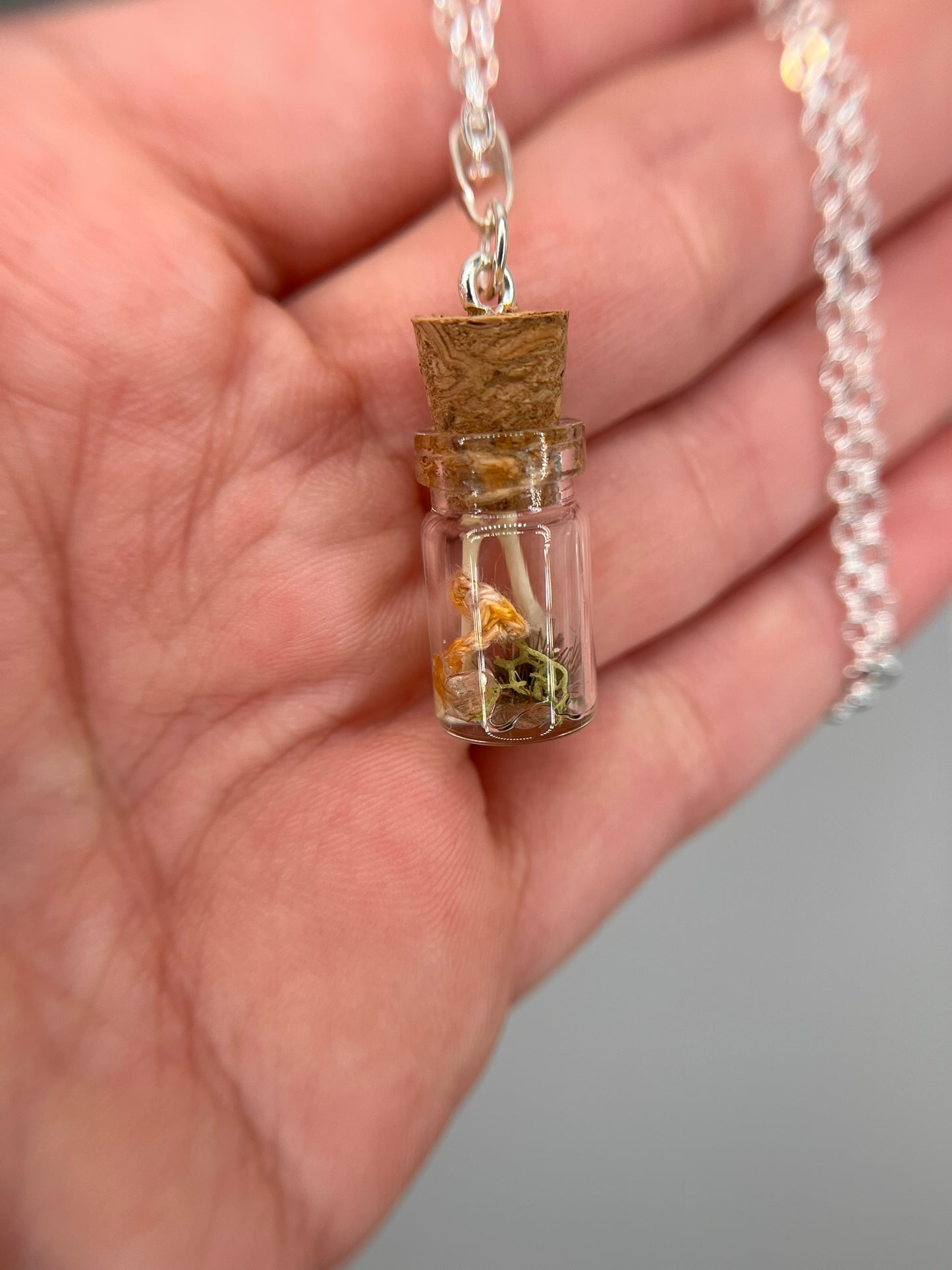 mushroom & femur bone pair - bone garden necklace