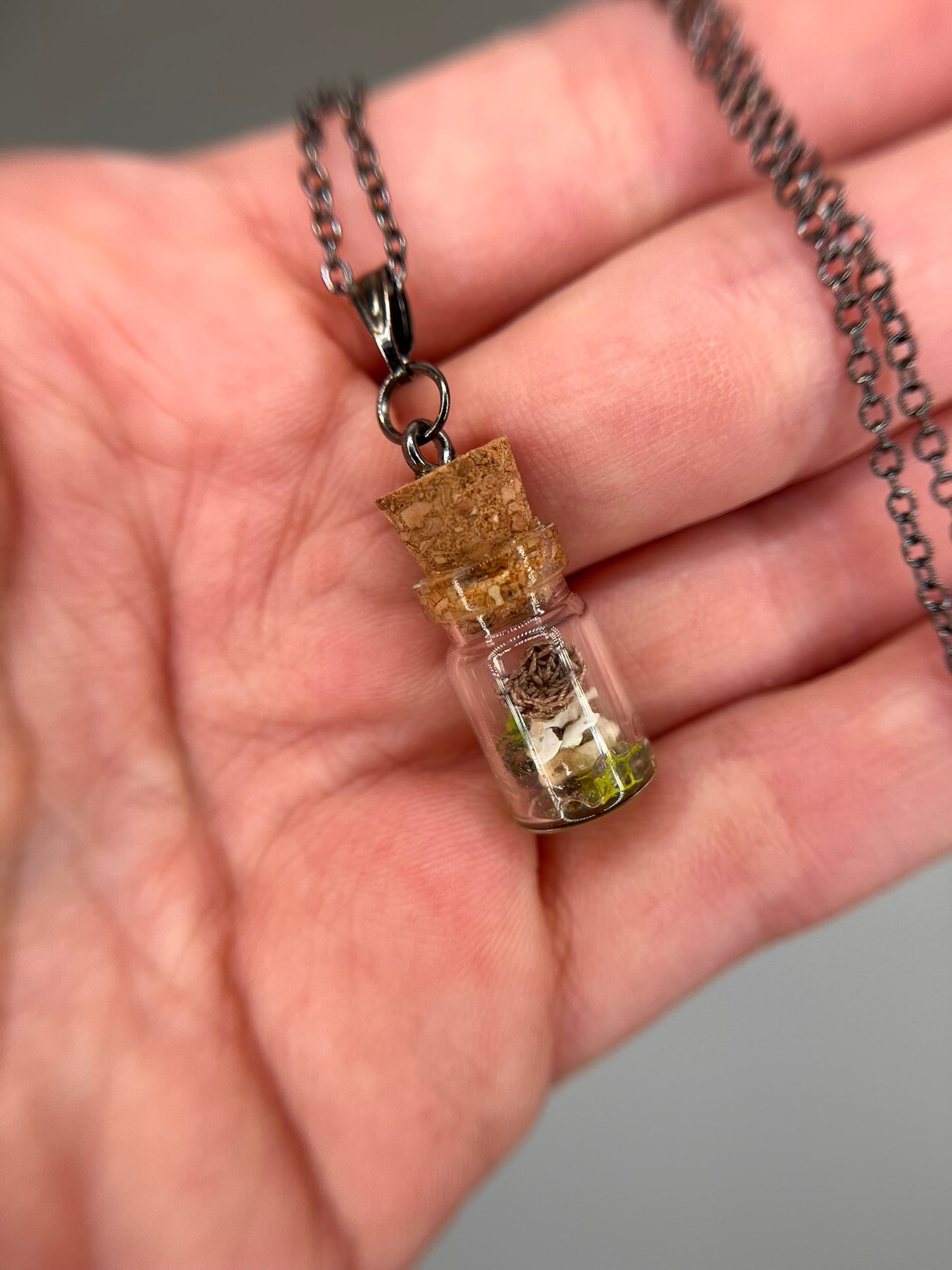 mushroom & cervical vertebra - bone garden necklace