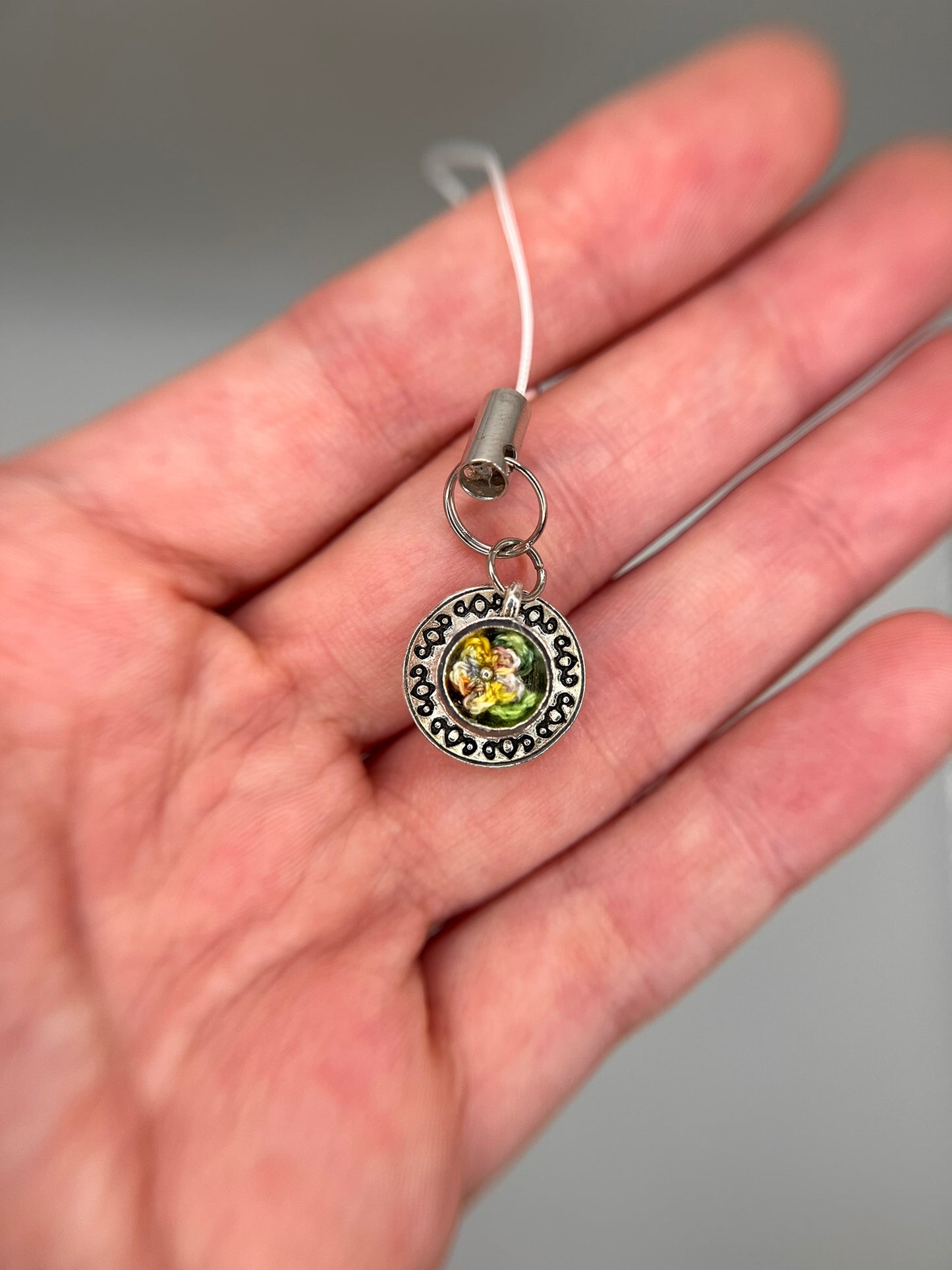 tiny flower teacup keychain