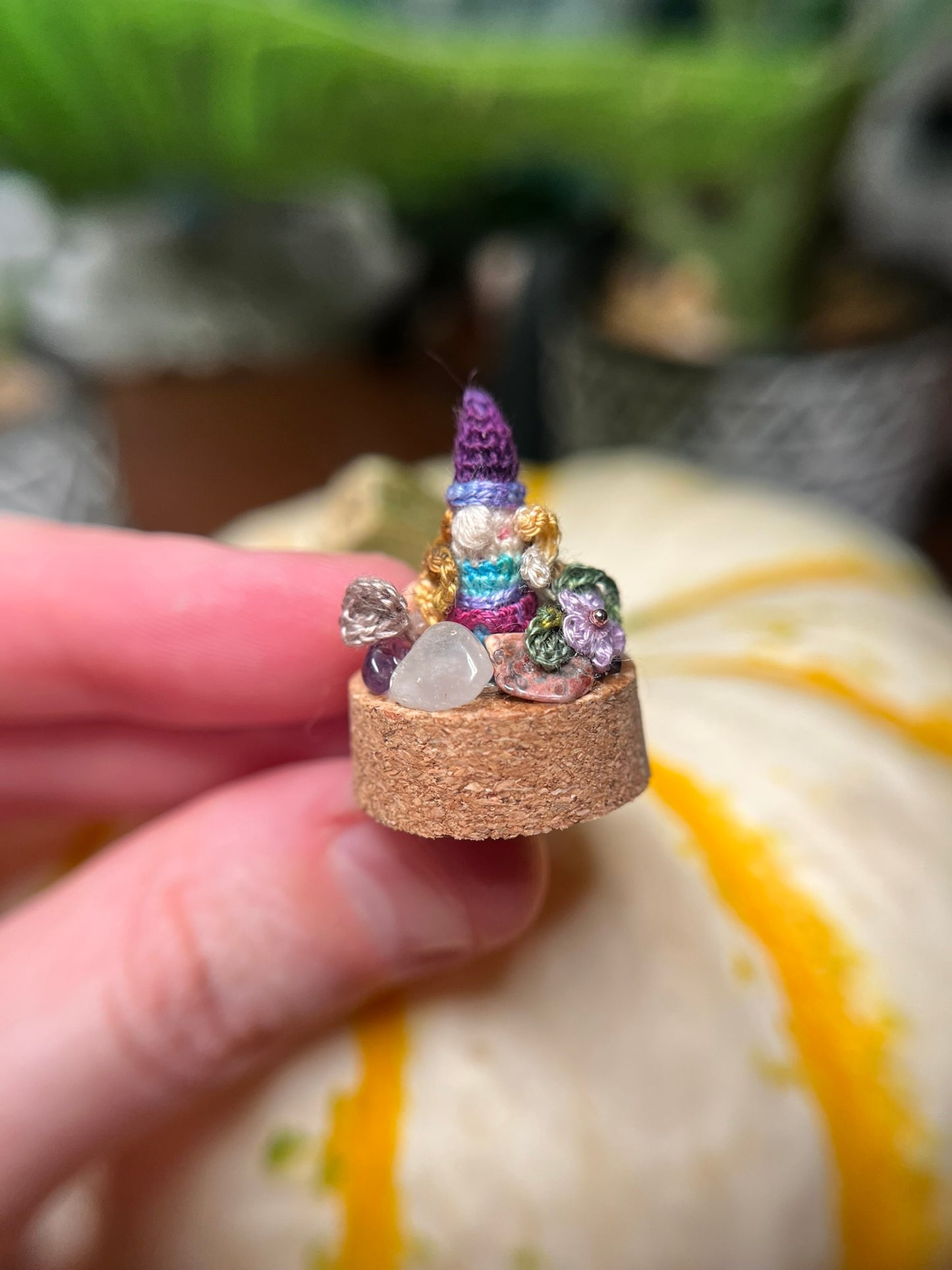 niah gnome micro crochet cloche jar