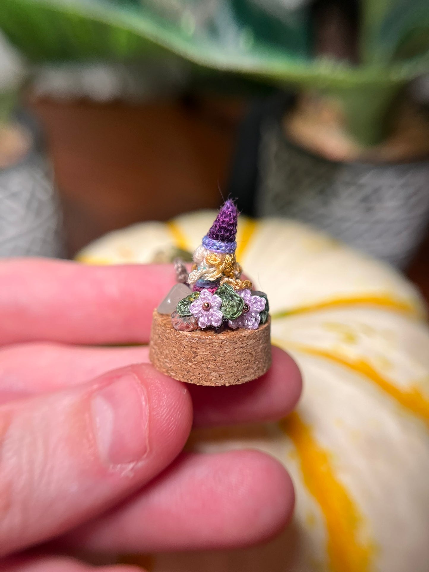 niah gnome micro crochet cloche jar