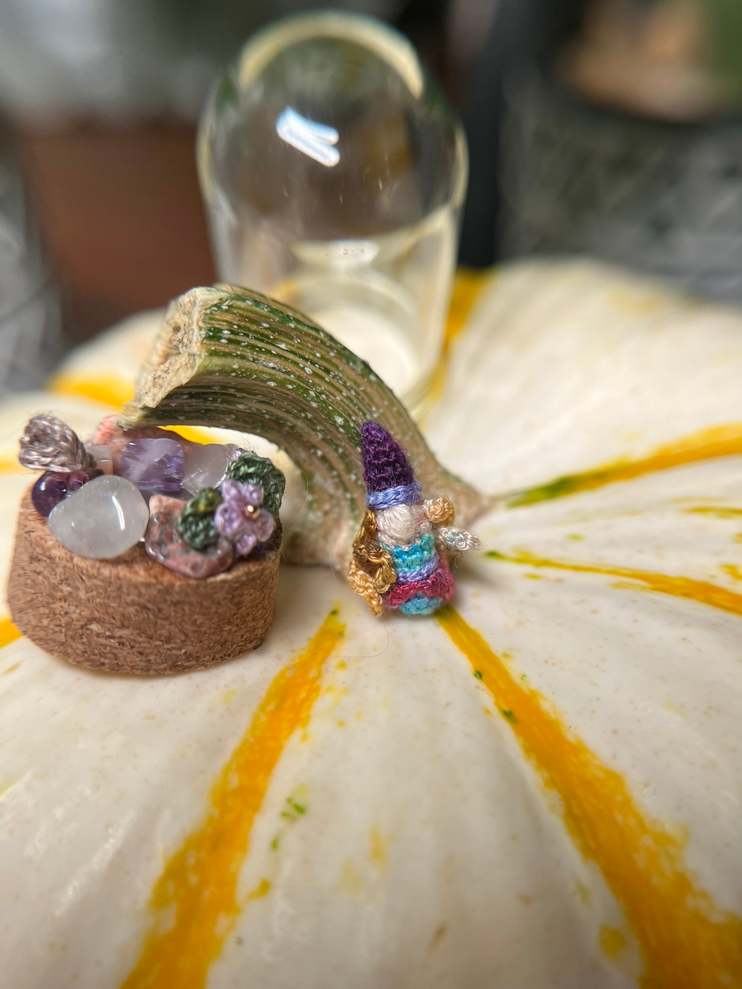 niah gnome micro crochet cloche jar
