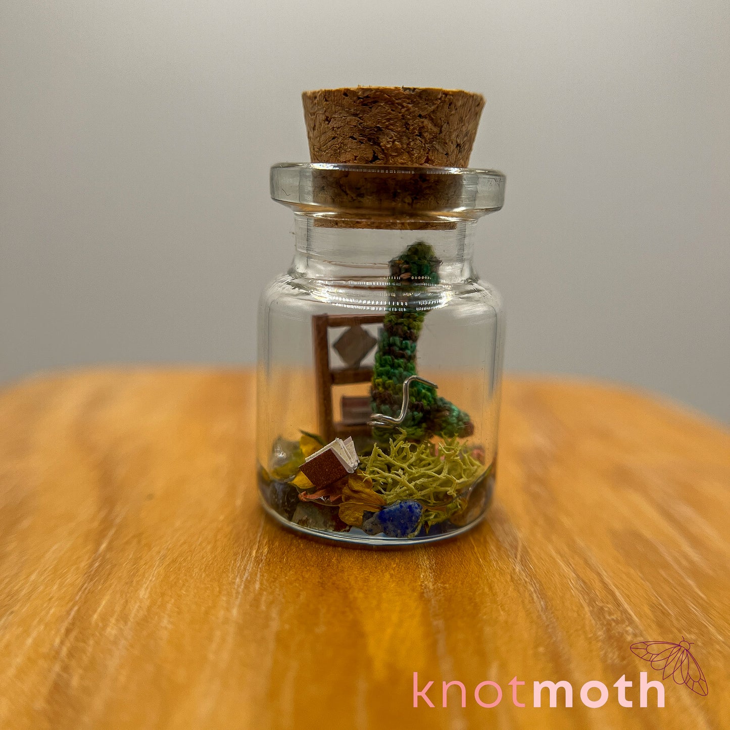 Sauropod Mary Micro Crochet Dinosaur Library Terrarium Jar (removable, magnetic)