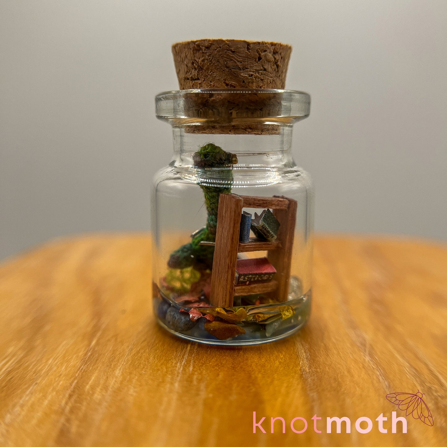 Sauropod Mary Micro Crochet Dinosaur Library Terrarium Jar (removable, magnetic)
