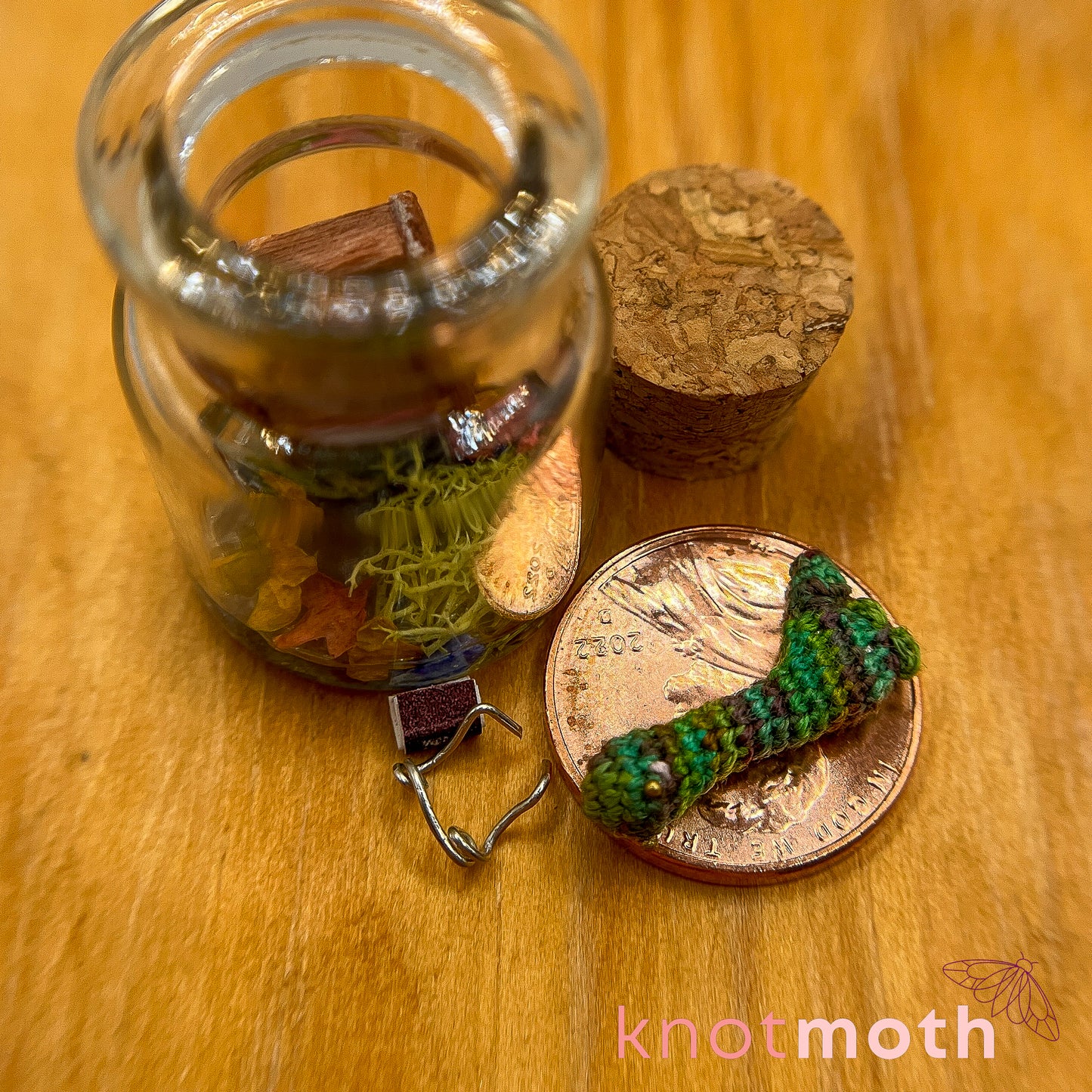 Sauropod Mary Micro Crochet Dinosaur Library Terrarium Jar (removable, magnetic)