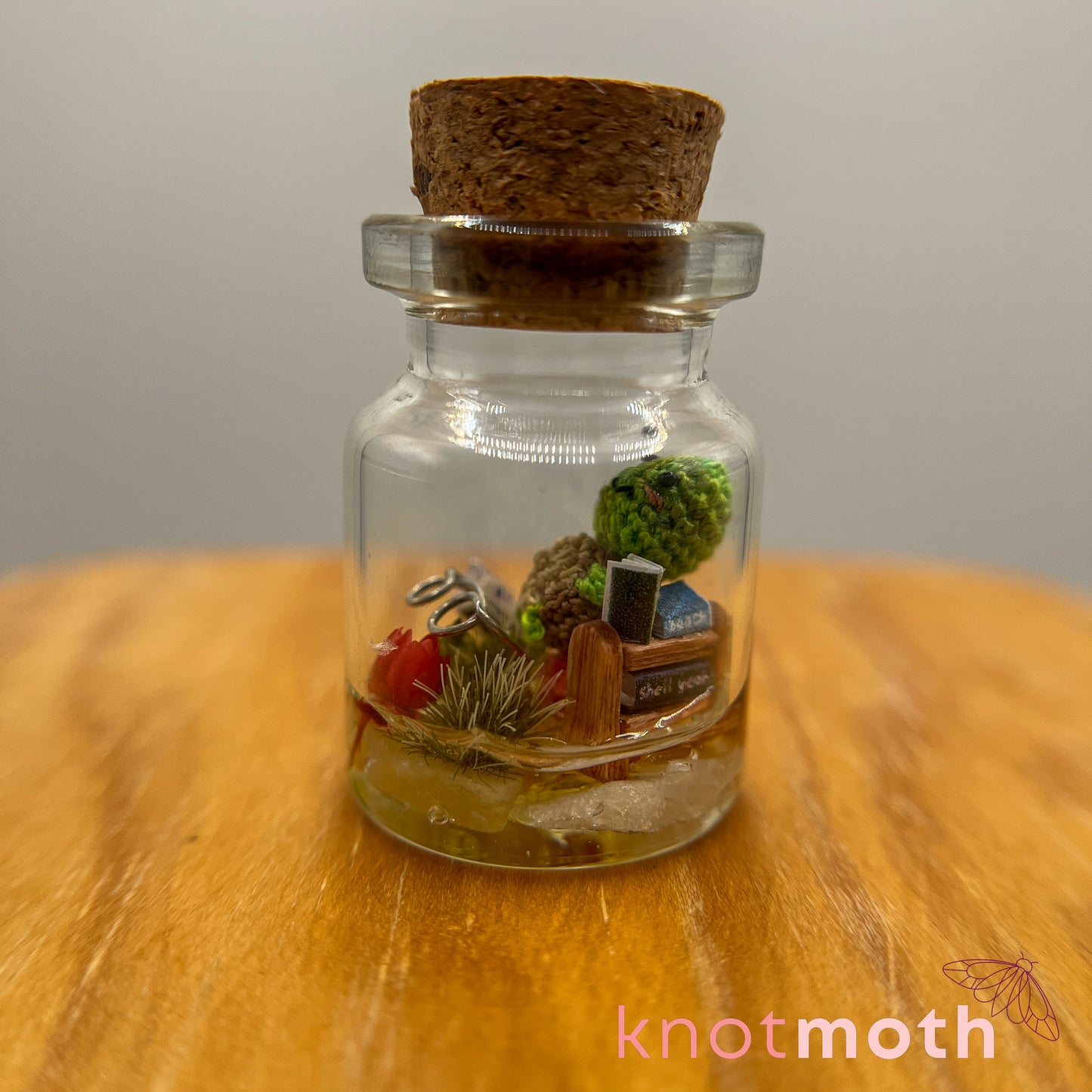 Temple Turtle Micro Crochet Library Terrarium Jar (removable, magnetic)
