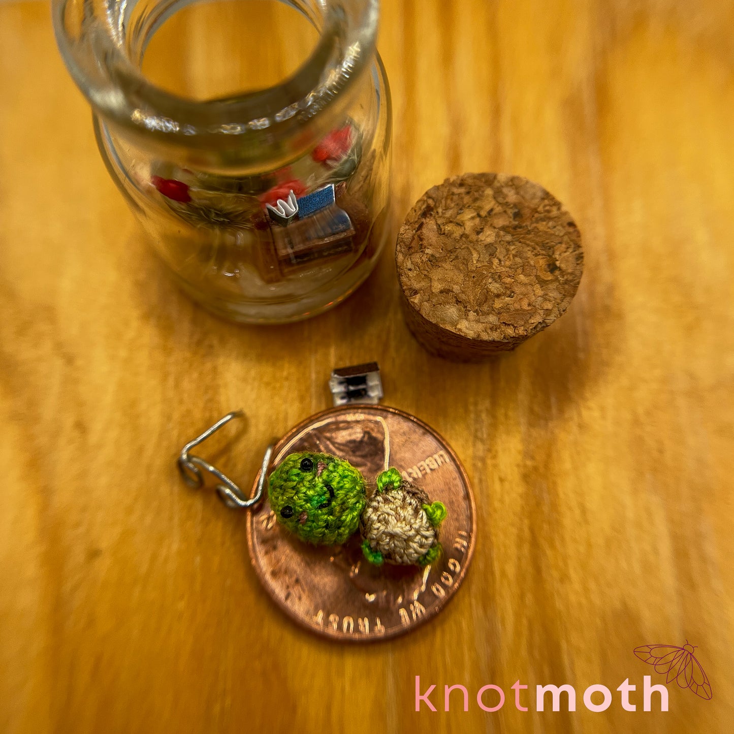 Temple Turtle Micro Crochet Library Terrarium Jar (removable, magnetic)